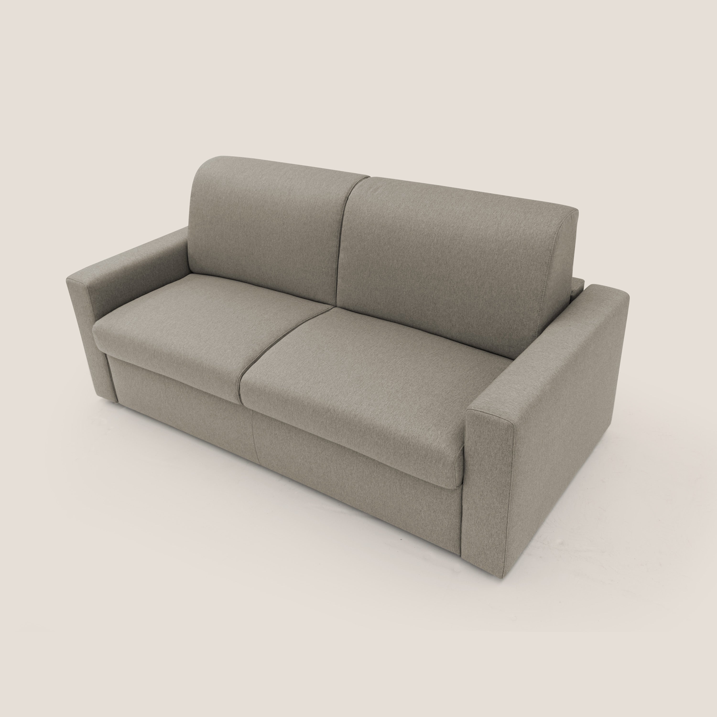 Kansas Divano letto matrimoniale alto 20 cm in tessuto impermeabile misto cotone T13 tortora - divitt.sbs