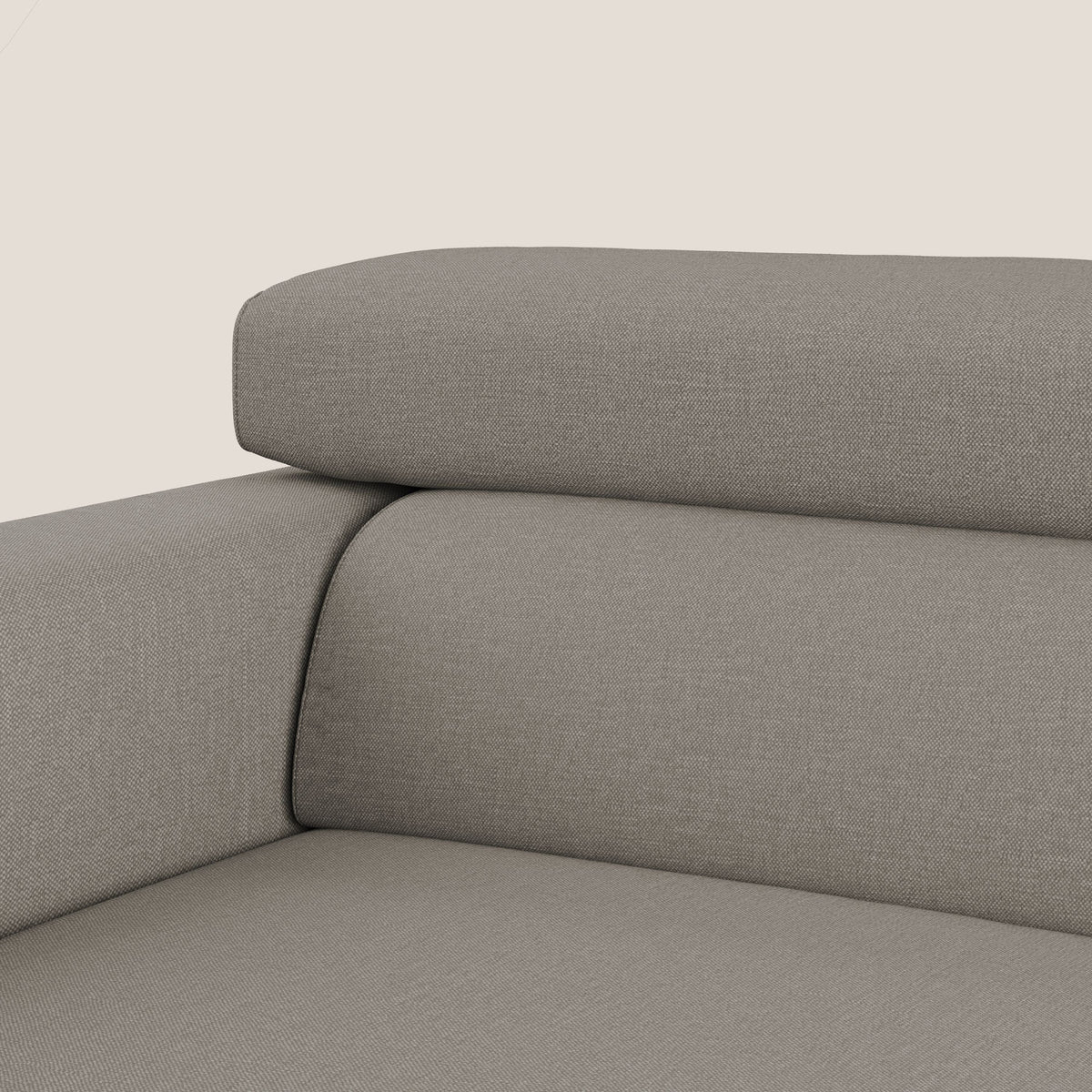 Dylan divano a 3 sedute con pouf estraibile poggiapiedi in tessuto simil cotone impermeabile T13 tortora - divitt.sbs
