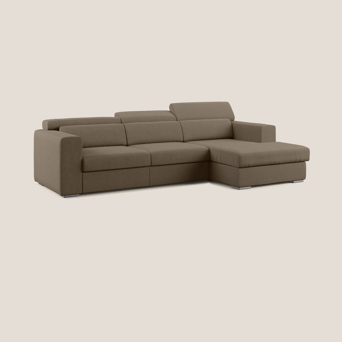 Vegas divano angolare con poggiatesta reclinabili in microfibra impermeabile T11 marrone - divitt.sbs
