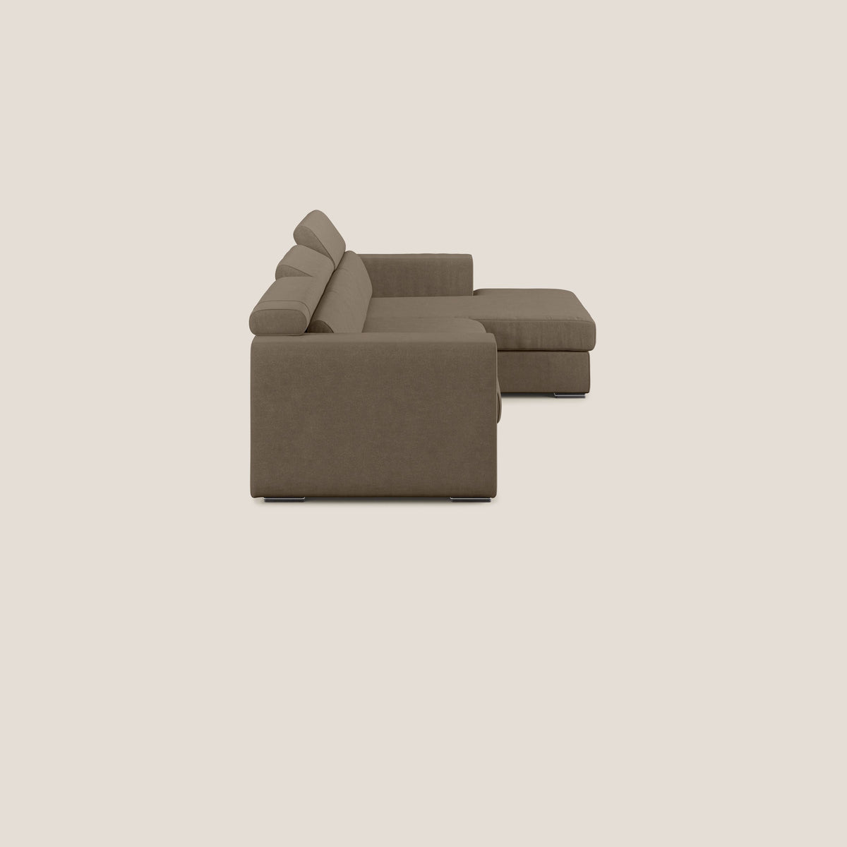 Vegas divano angolare con poggiatesta reclinabili in microfibra impermeabile T11 marrone - divitt.sbs