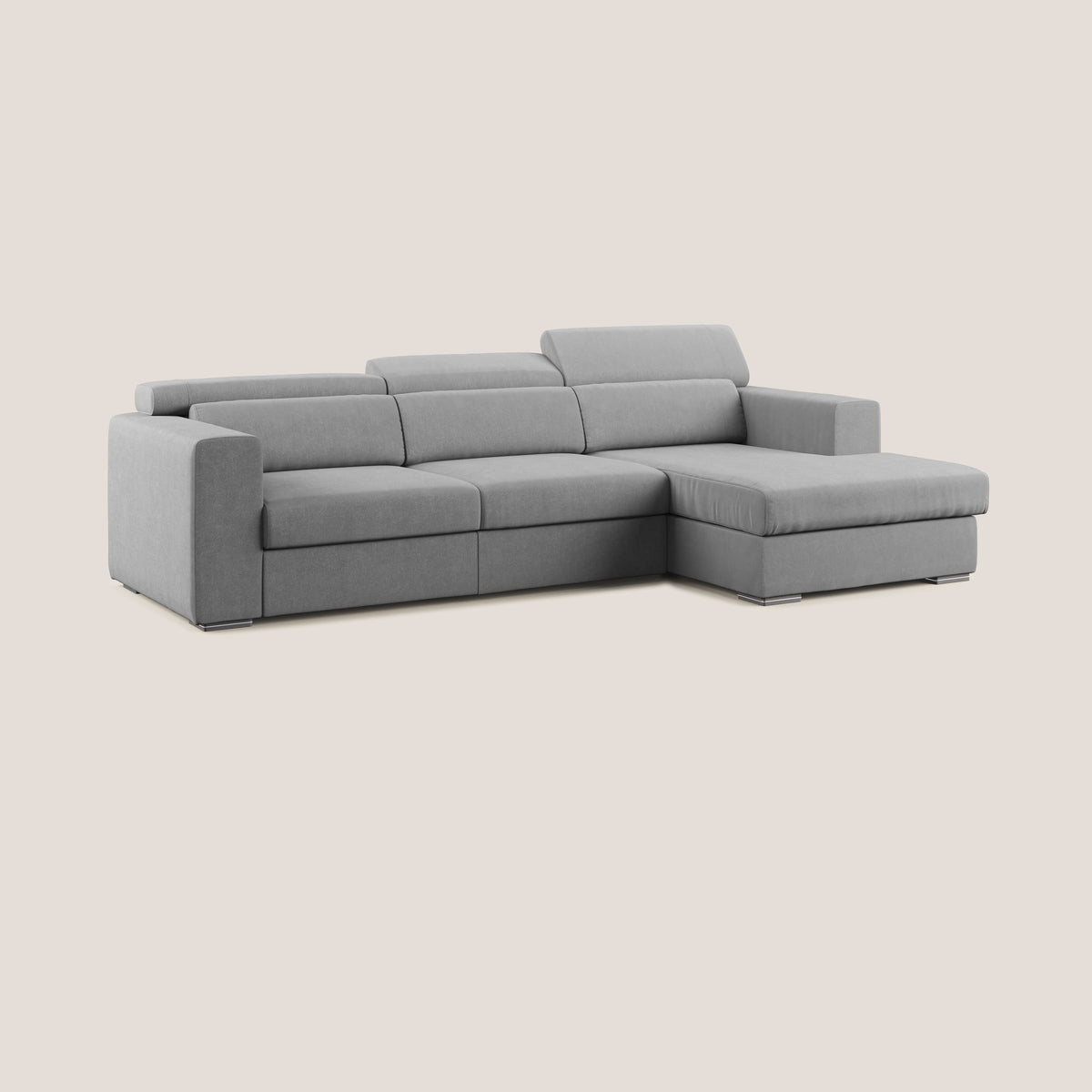 Vegas divano angolare con poggiatesta reclinabili in microfibra impermeabile T11 grigio - divitt.sbs