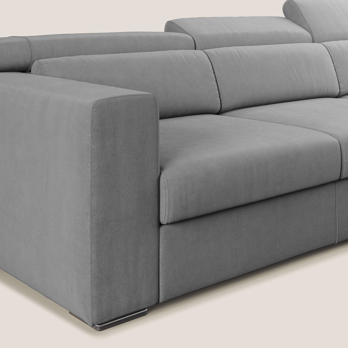 Vegas divano angolare con poggiatesta reclinabili in microfibra impermeabile T11 grigio - divitt.sbs