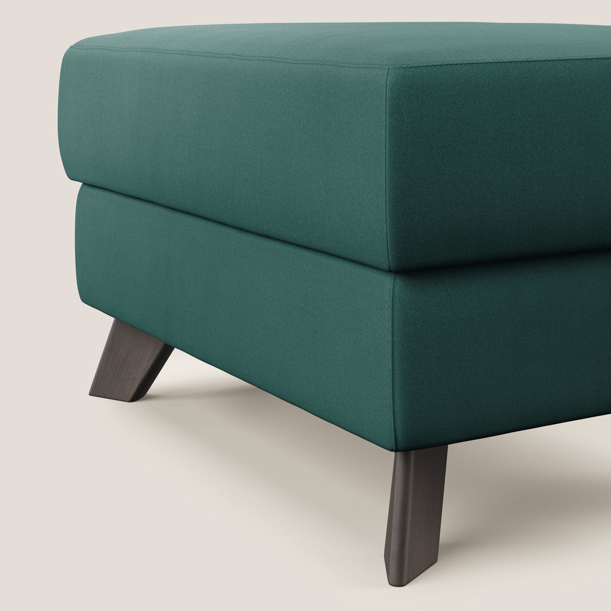 Moon Pouf contenitore e piedini alti in microfibra impermeabile T11 petrolio - divitt.sbs