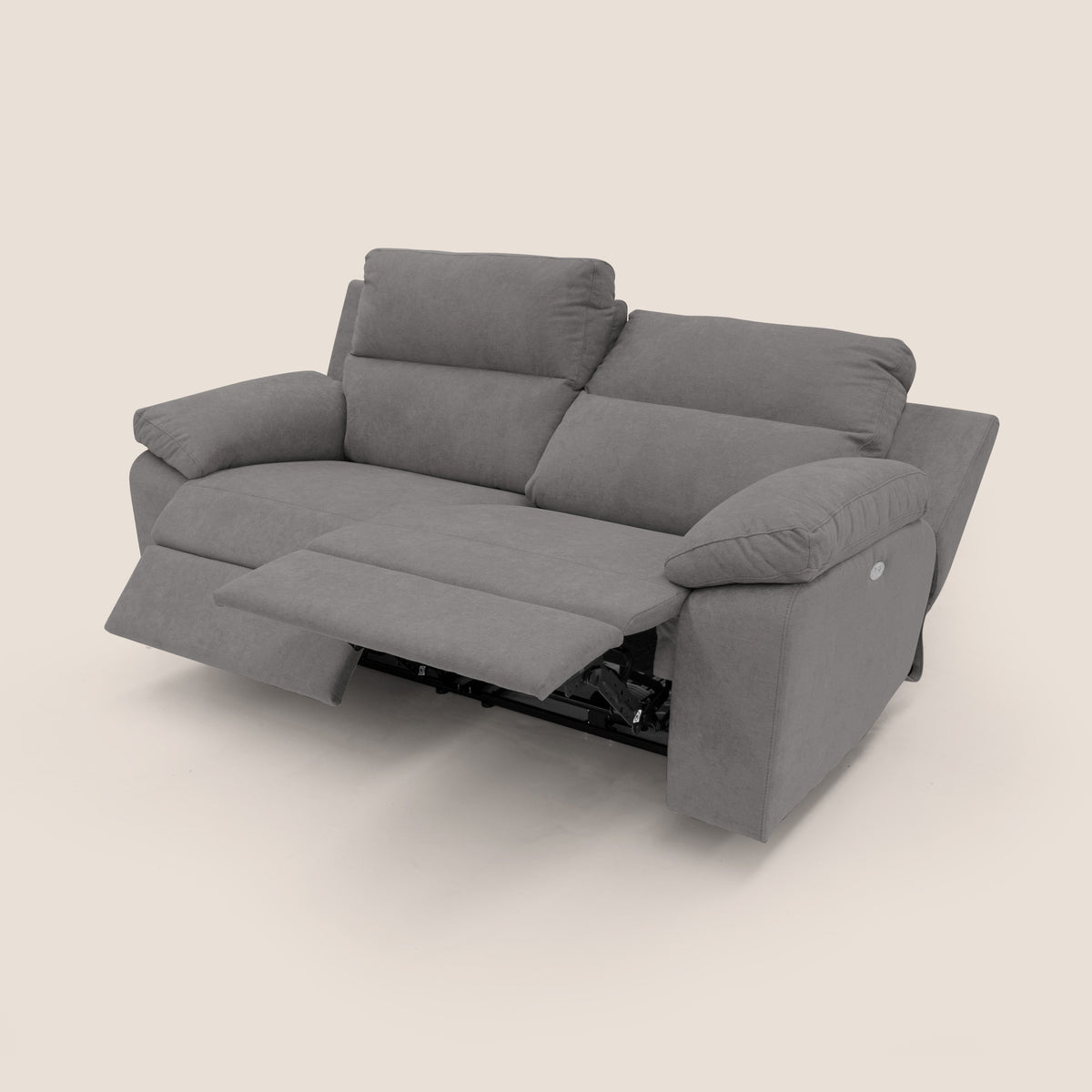 Romeo Divano relax con recliner elettrico in morbido tessuto impermeabile T02 grigio - divitt.sbs