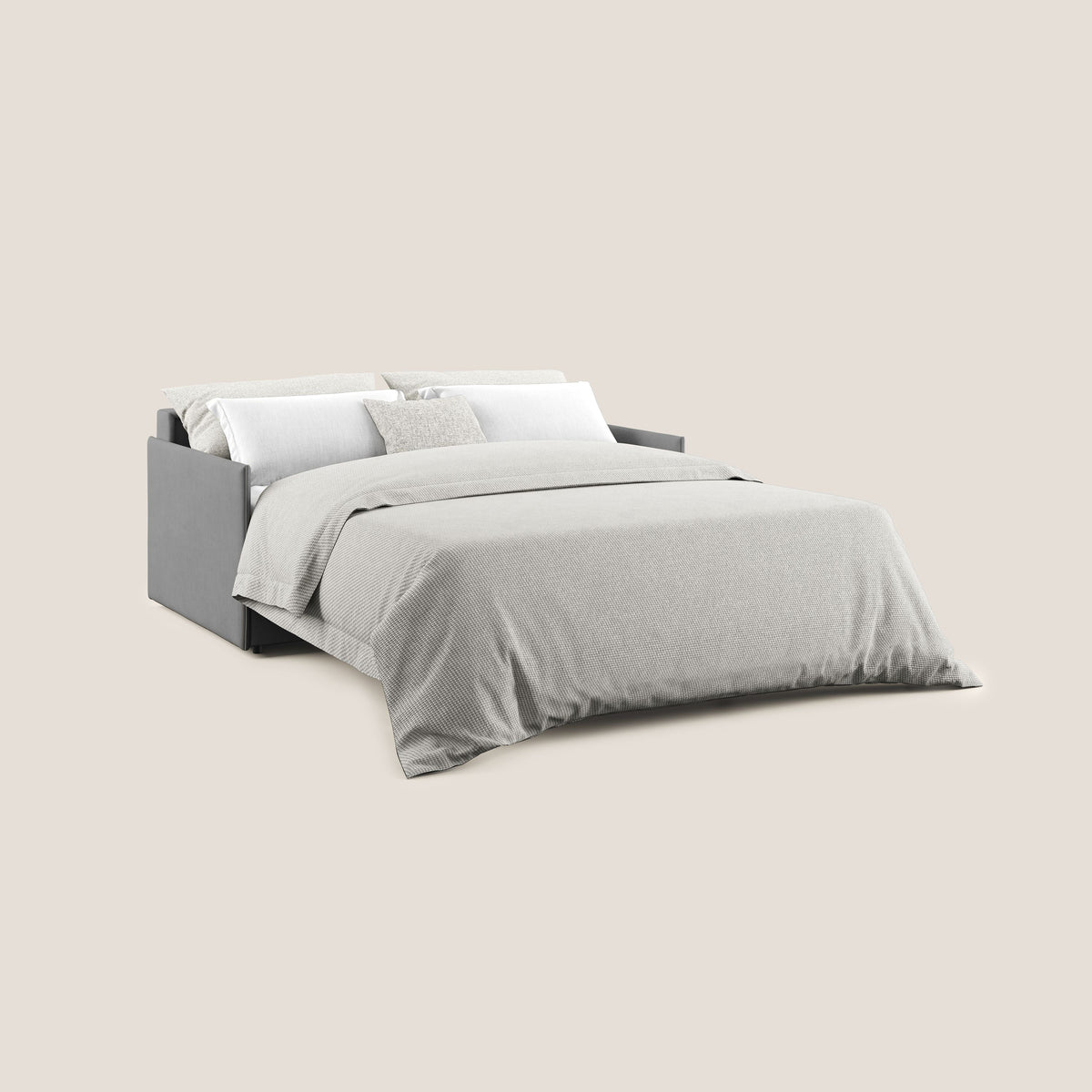 Evans Divano letto in morbido tessuto impermeabile T02 grigio - divitt.sbs