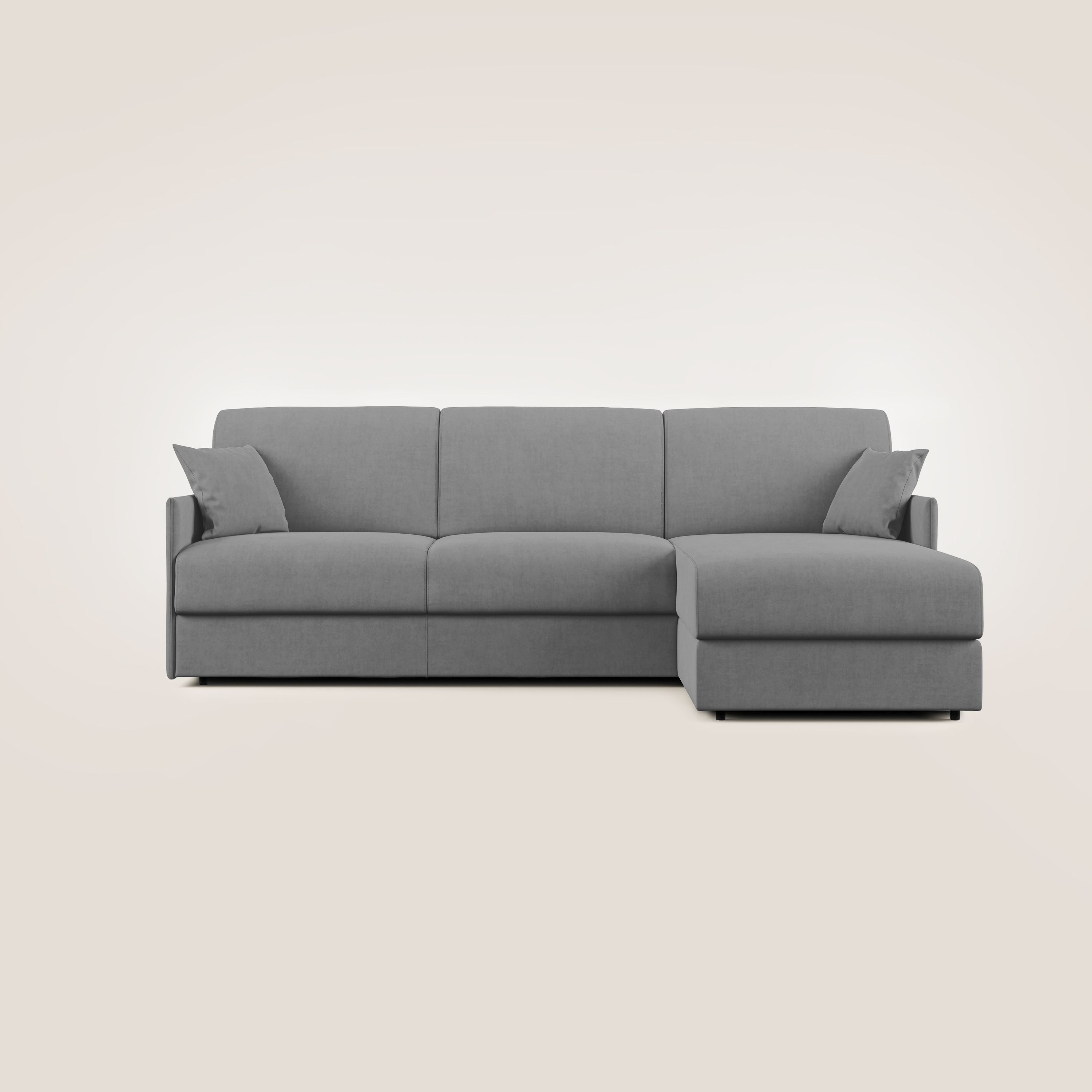 Evans Divano letto angolare con penisola in morbido tessuto impermeabile T02 grigio - divitt.sbs