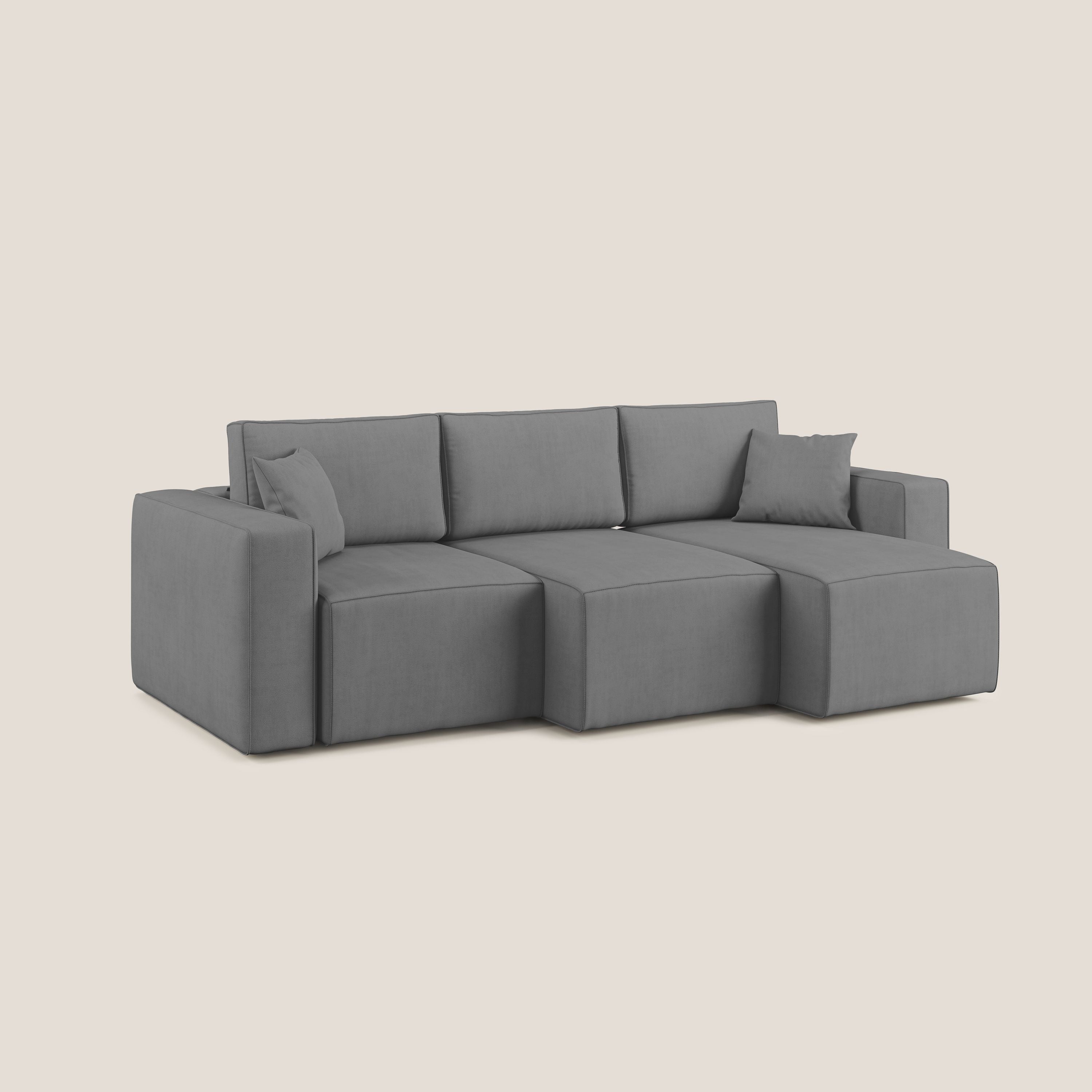 Morfeo divano con 3 sedute estraibili in morbido tessuto impermeabile T02 grigio - divitt.sbs