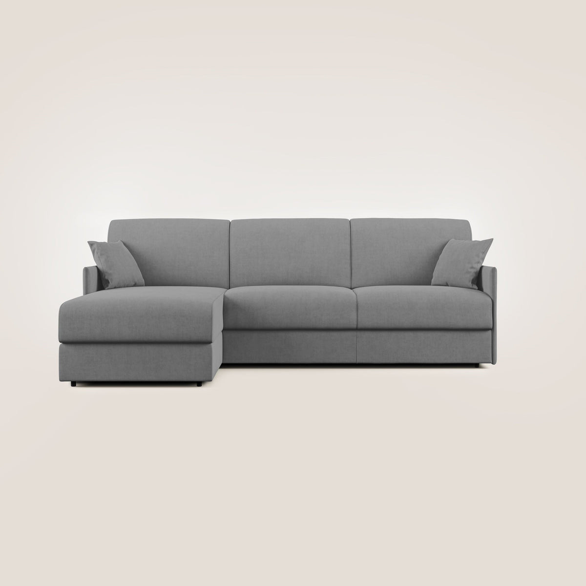 Evans Divano letto angolare con penisola in morbido tessuto impermeabile T02 grigio - divitt.sbs