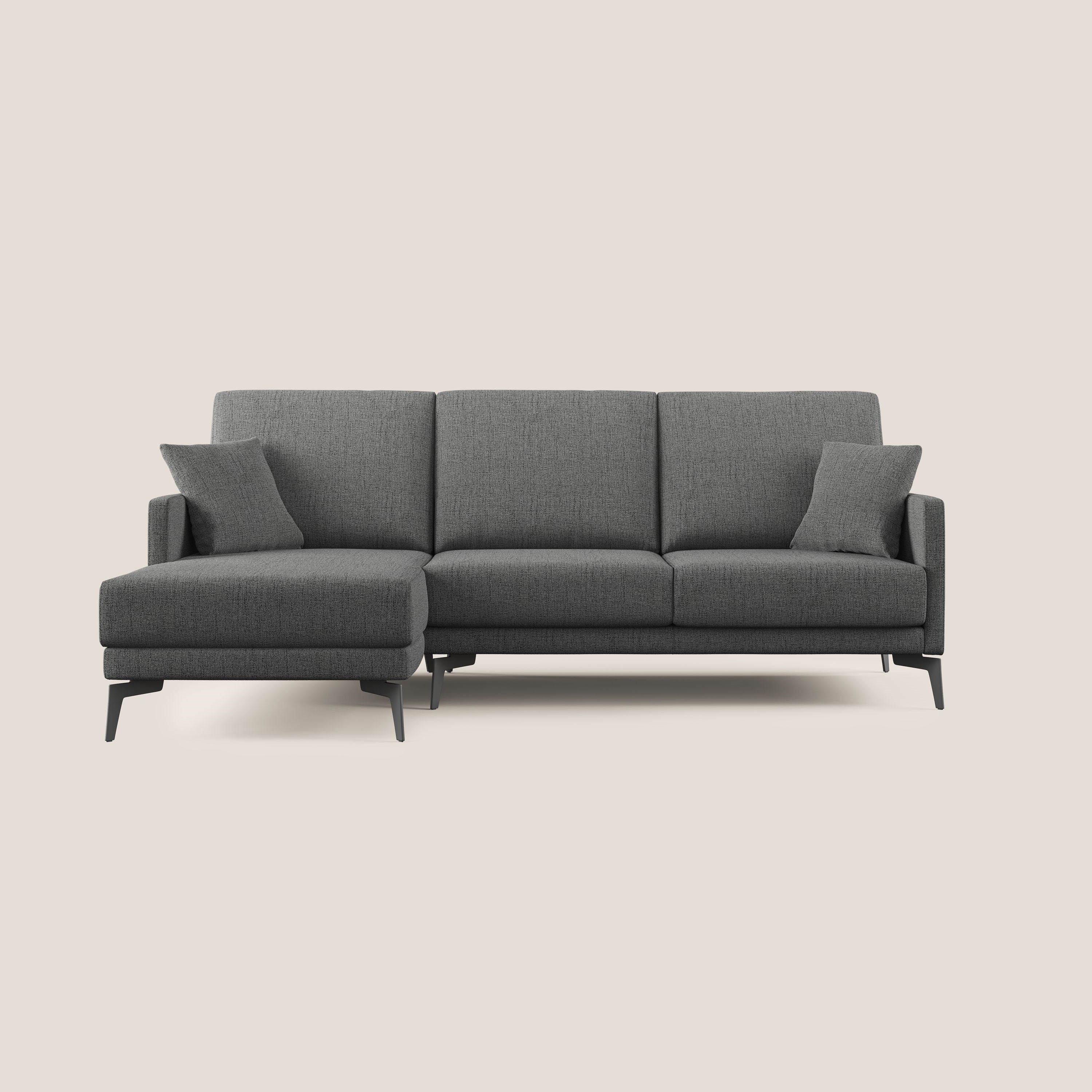 Saturno divano angolare moderno in tessuto morbido impermeabile T03 grigio - divitt.sbs
