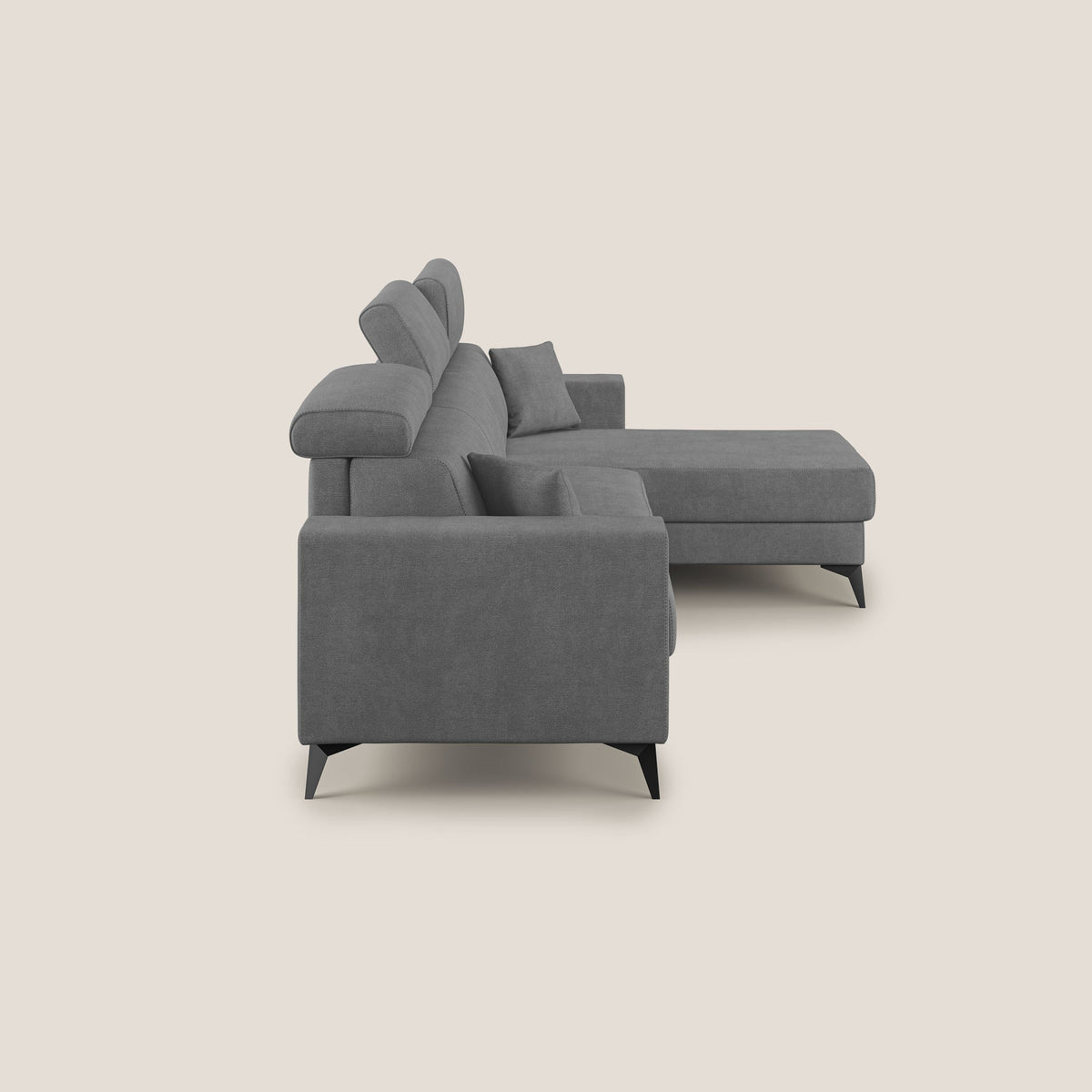 Pegaso divano letto angolare con poggiatesta reclinabili e rivestimento impermeabile T02 grigio - divitt.sbs
