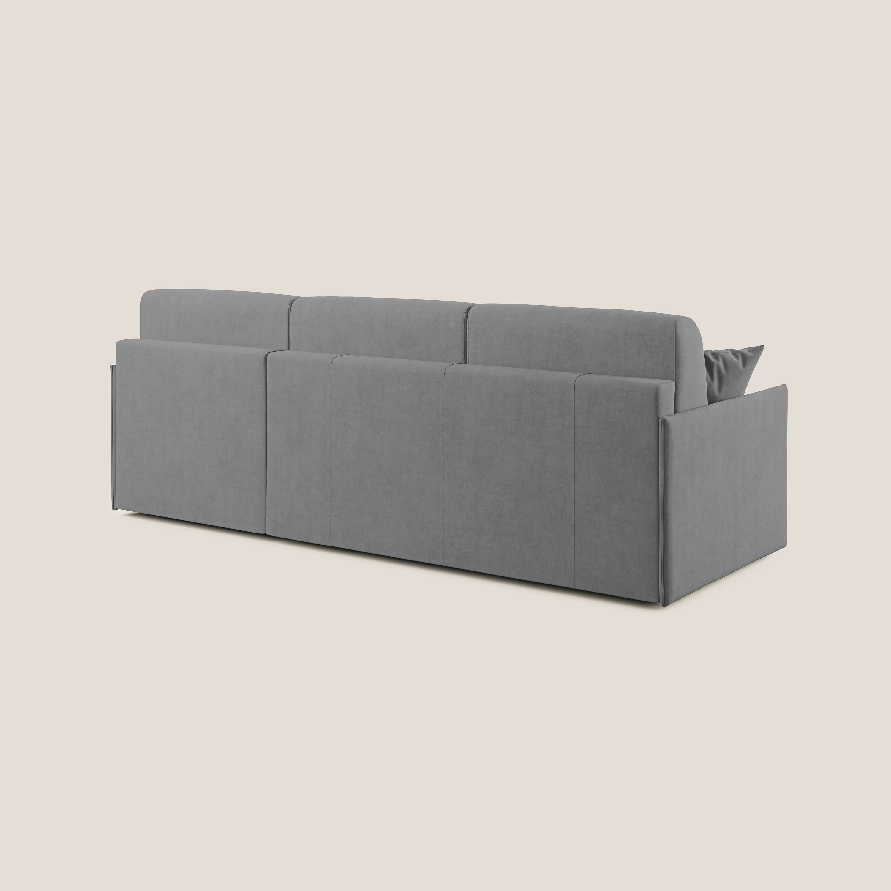 Evans Divano letto angolare con penisola in morbido tessuto impermeabile T02 grigio - divitt.sbs