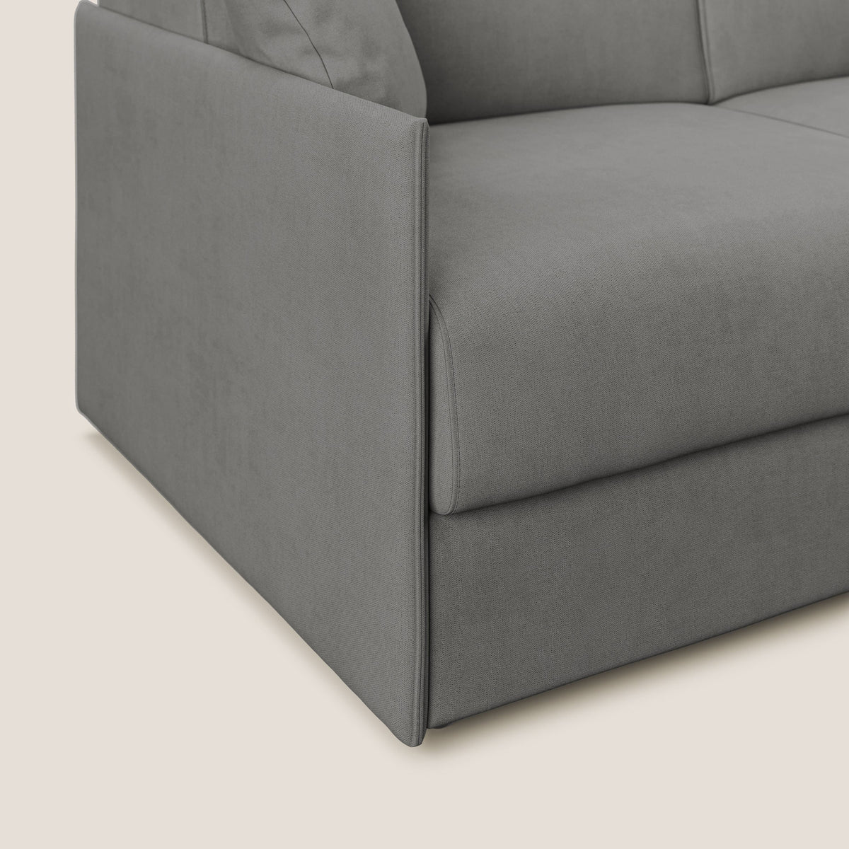 Evans Divano letto angolare con penisola in morbido tessuto impermeabile T02 grigio - divitt.sbs