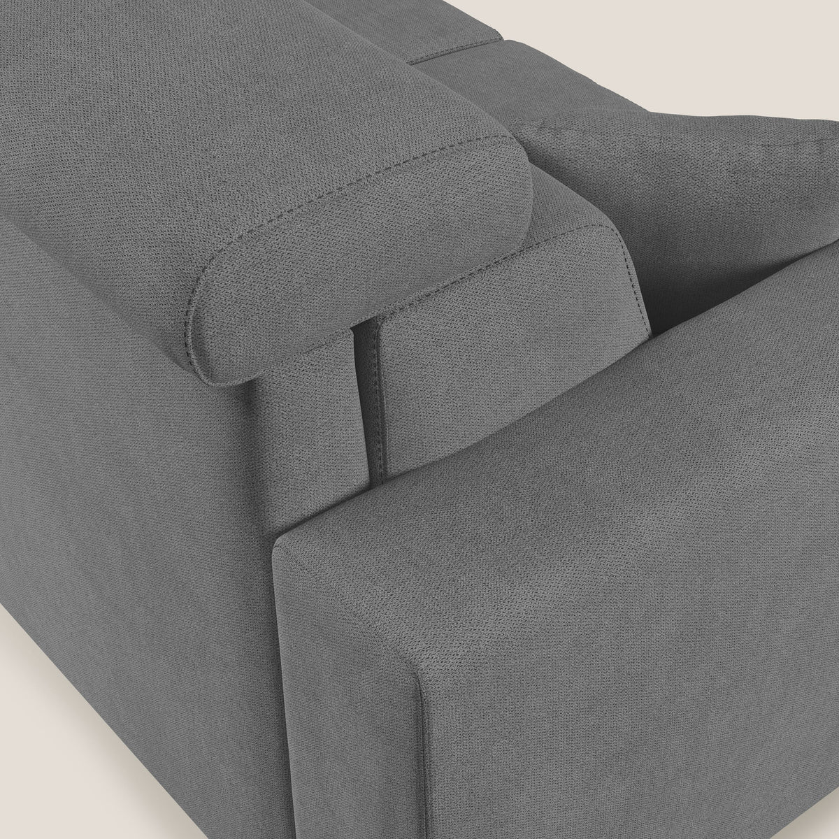 Pegaso divano letto angolare con poggiatesta reclinabili e rivestimento impermeabile T02 grigio - divitt.sbs