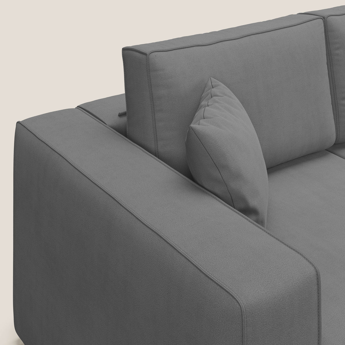 Morfeo divano con 3 sedute estraibili in morbido tessuto impermeabile T02 grigio - divitt.sbs