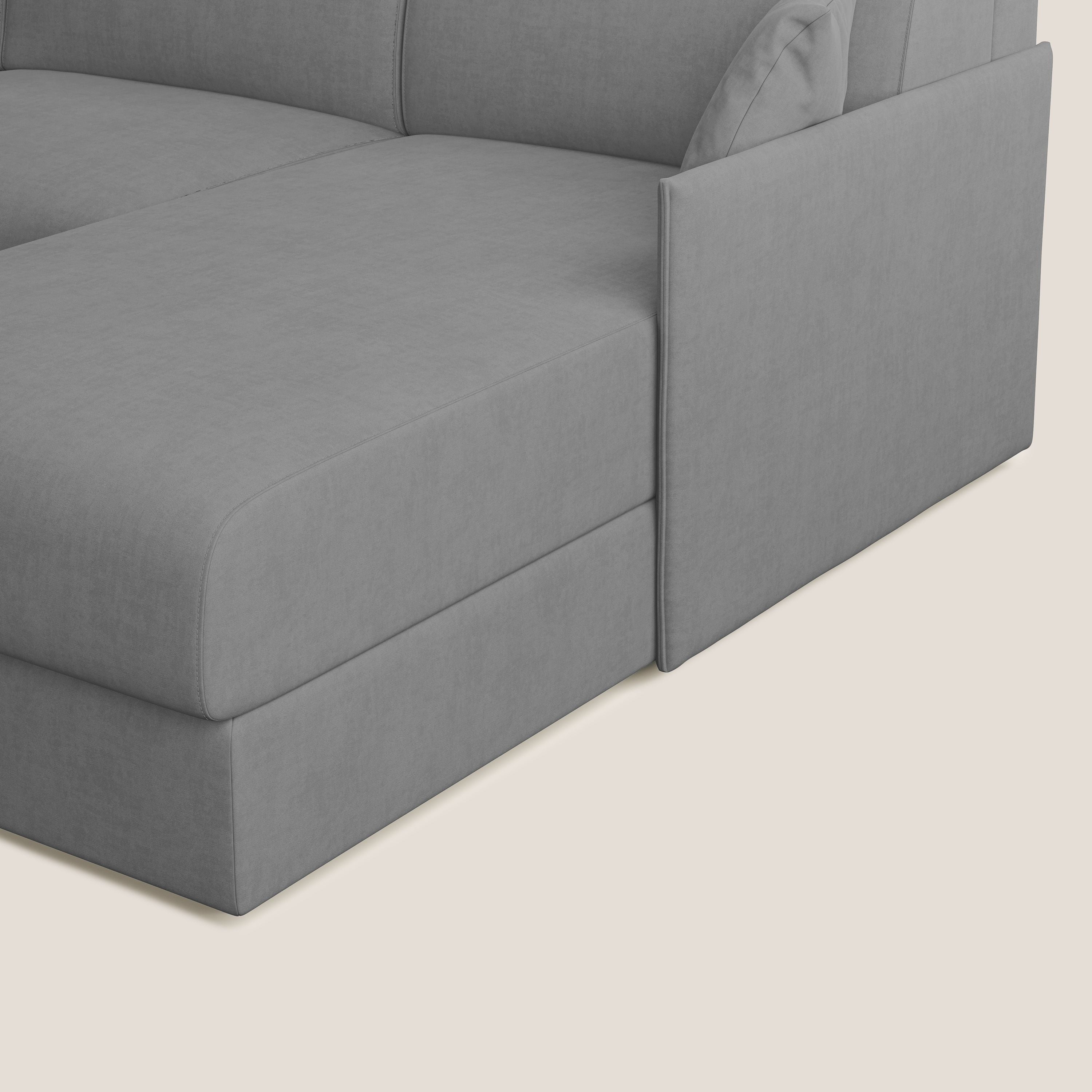 Evans Divano letto angolare con penisola in morbido tessuto impermeabile T02 grigio - divitt.sbs