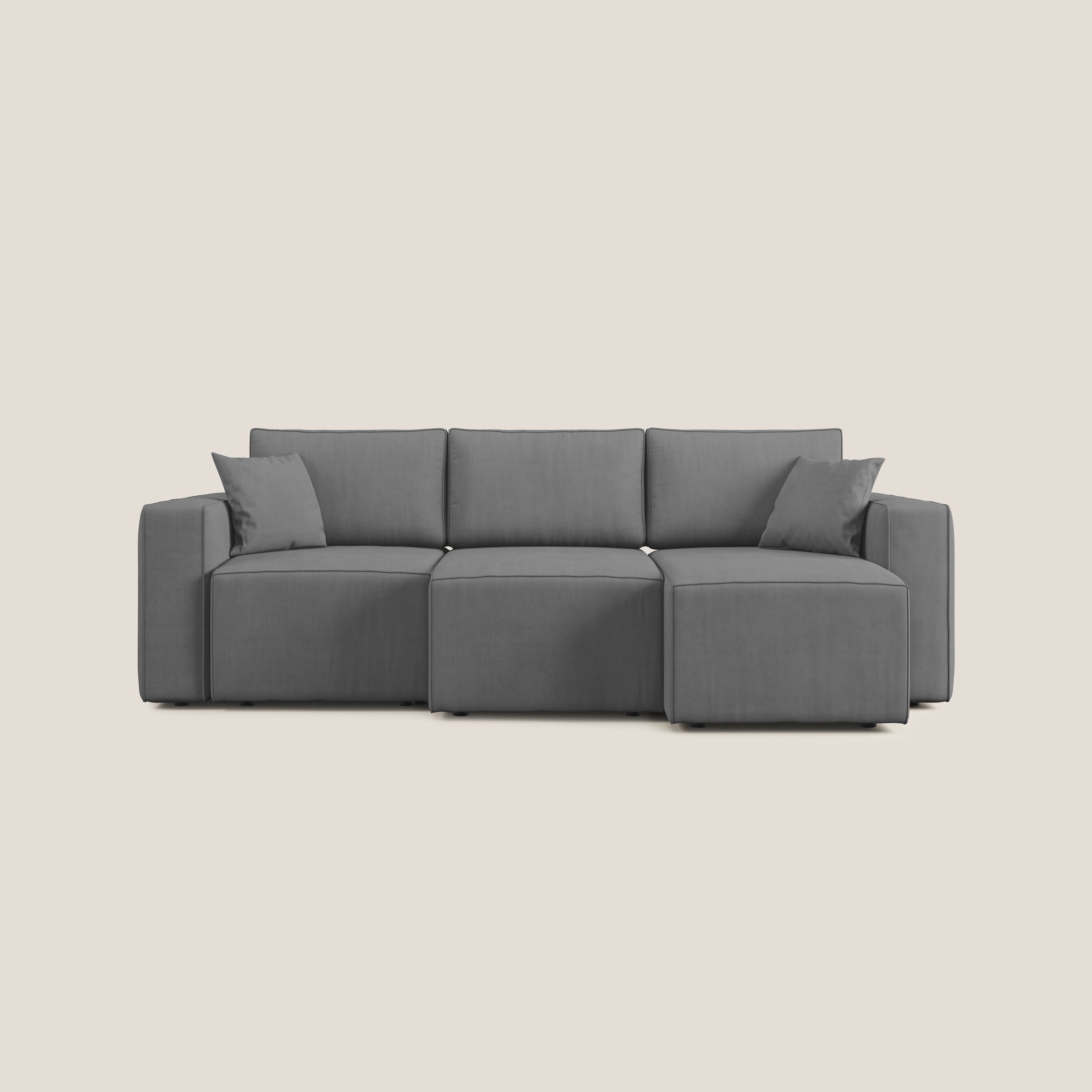 Morfeo divano con 3 sedute estraibili in morbido tessuto impermeabile T02 grigio - divitt.sbs