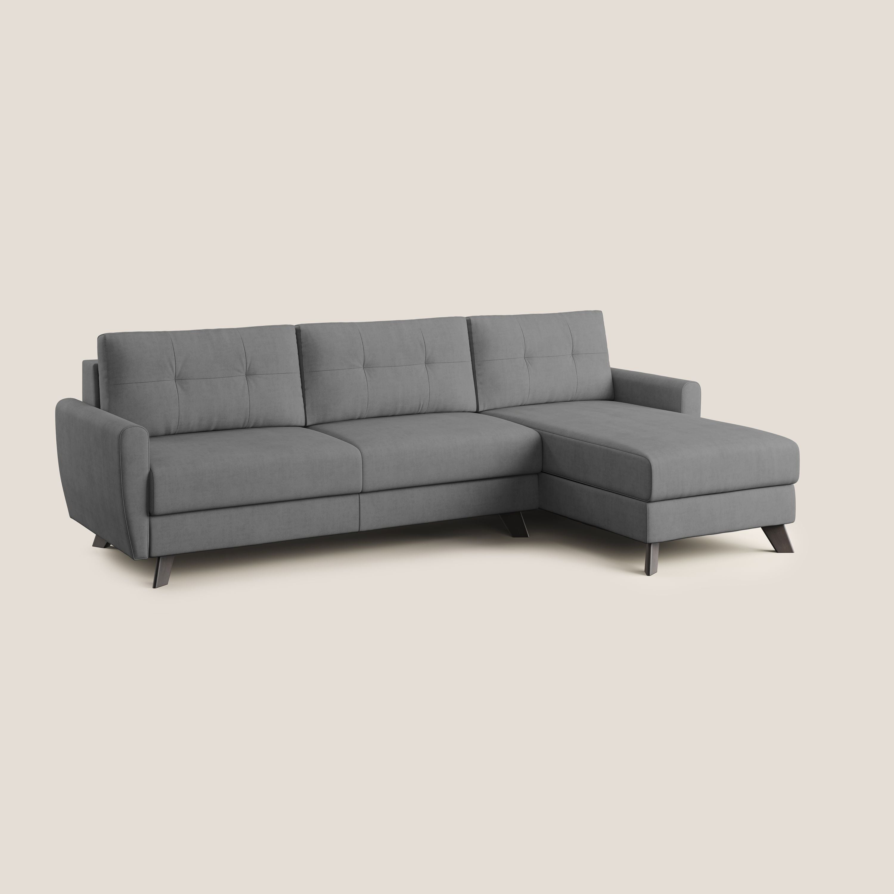 Callisto Divano letto angolare con penisola in tessuto morbido impermeabile T02 grigio - divitt.sbs