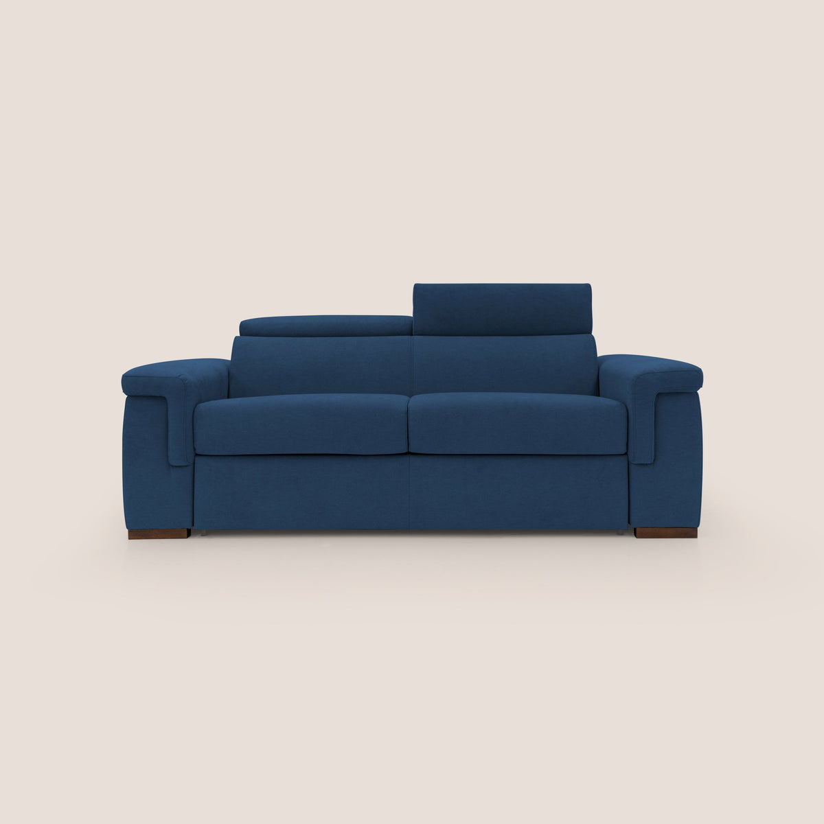 Giunone divano letto con materasso alto 18 cm e poggiatesta reclinabili in tessuto impermeabile T02 blu - divitt.sbs