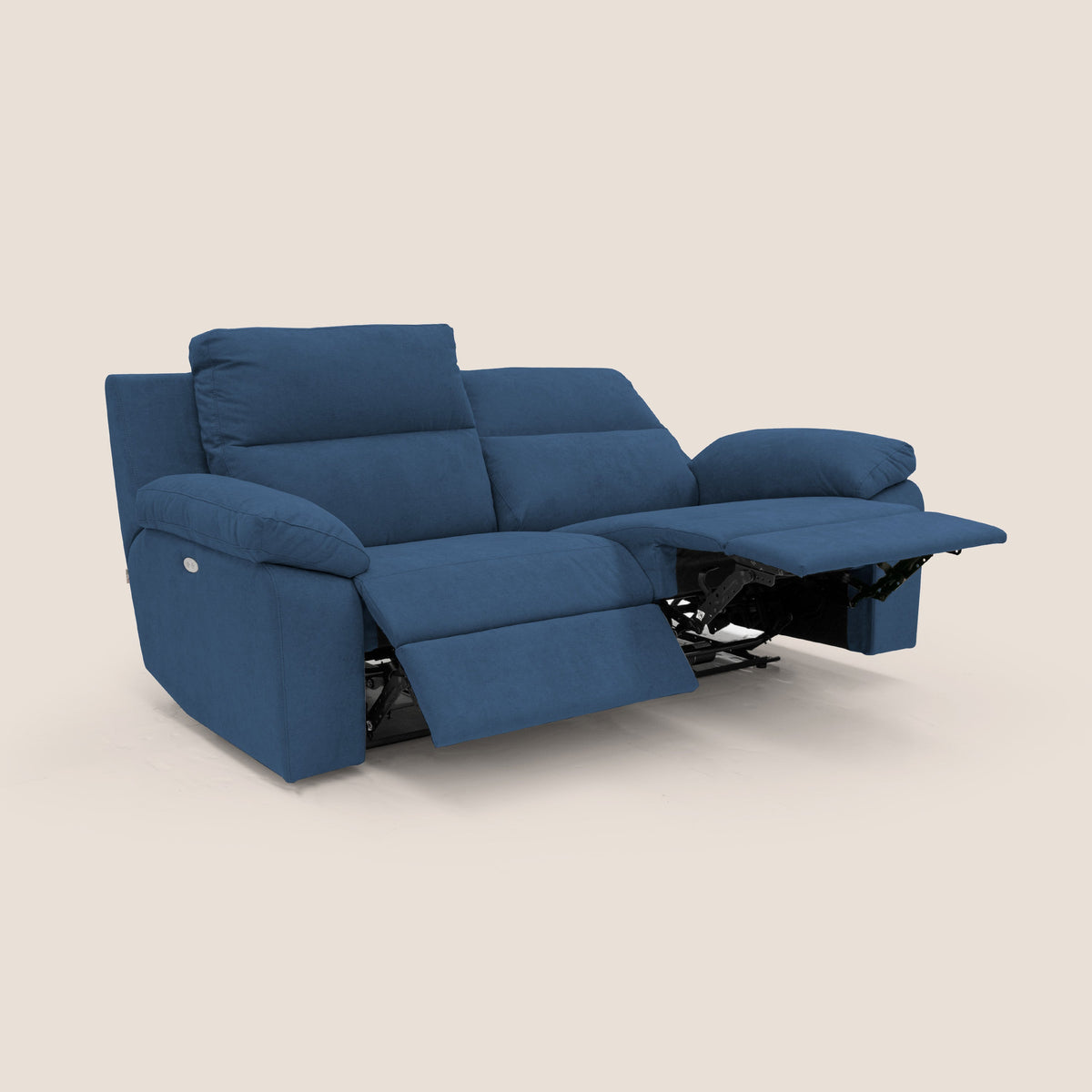 Romeo Divano relax con recliner elettrico in morbido tessuto impermeabile T02 blu - divitt.sbs