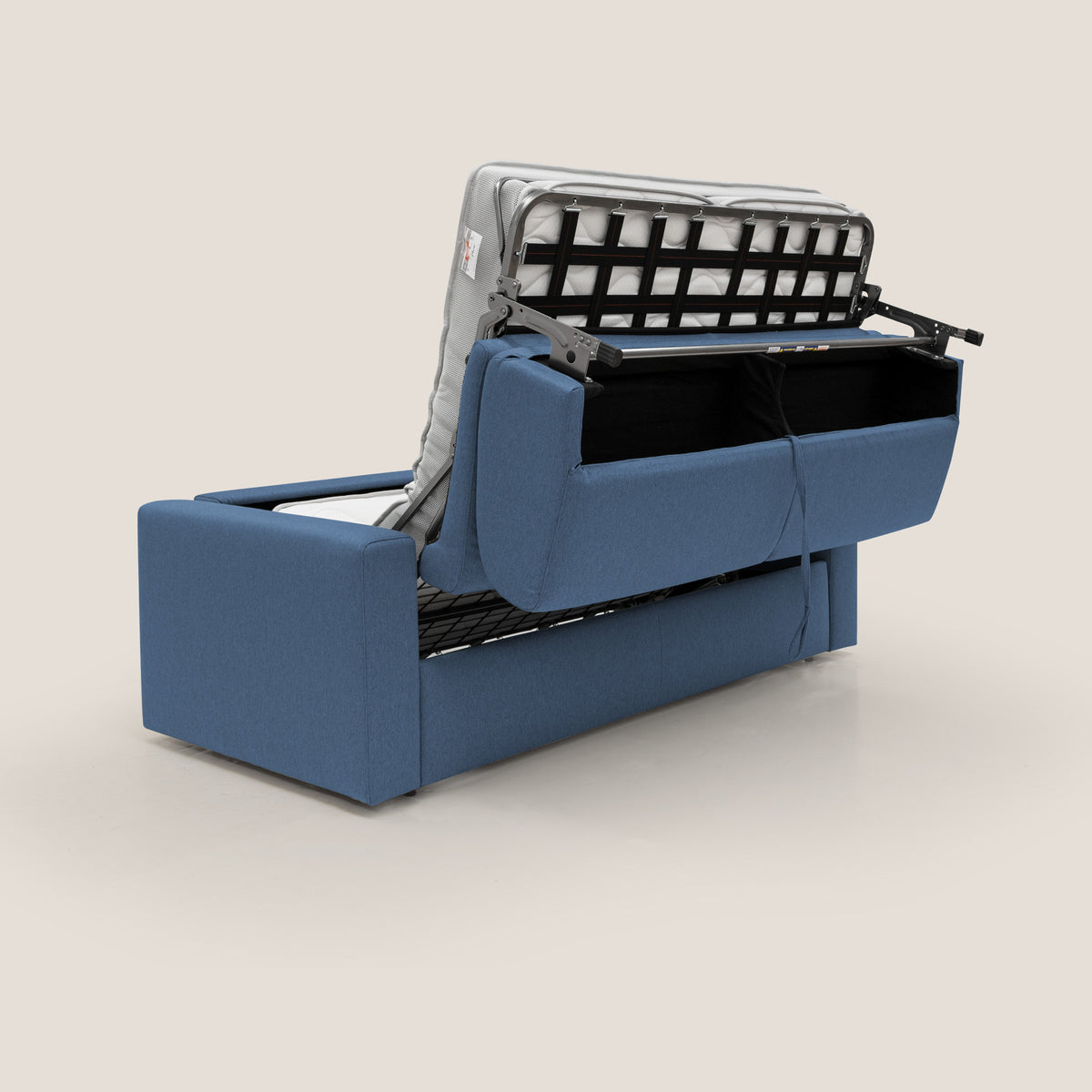 Kansas Divano letto matrimoniale alto 20 cm in tessuto impermeabile misto cotone T13 blu - divitt.sbs
