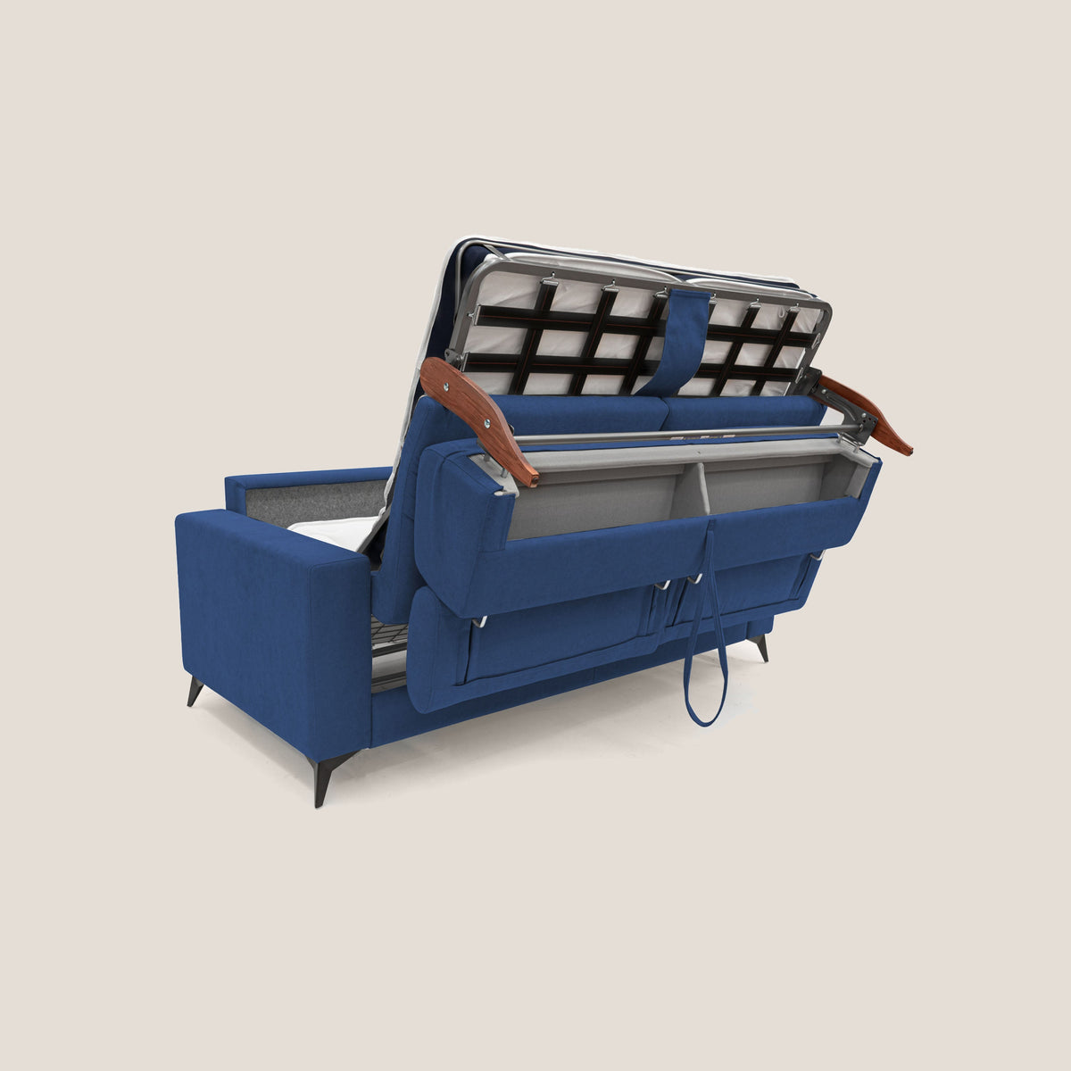 Pegaso divano letto con poggiatesta reclinabili e rivestimento T02 blu - divitt.sbs