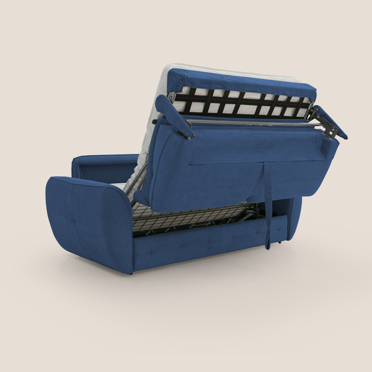 Zeus Divano letto scandinavo con schienale alto in tessuto impermeabile T02 blu - divitt.sbs