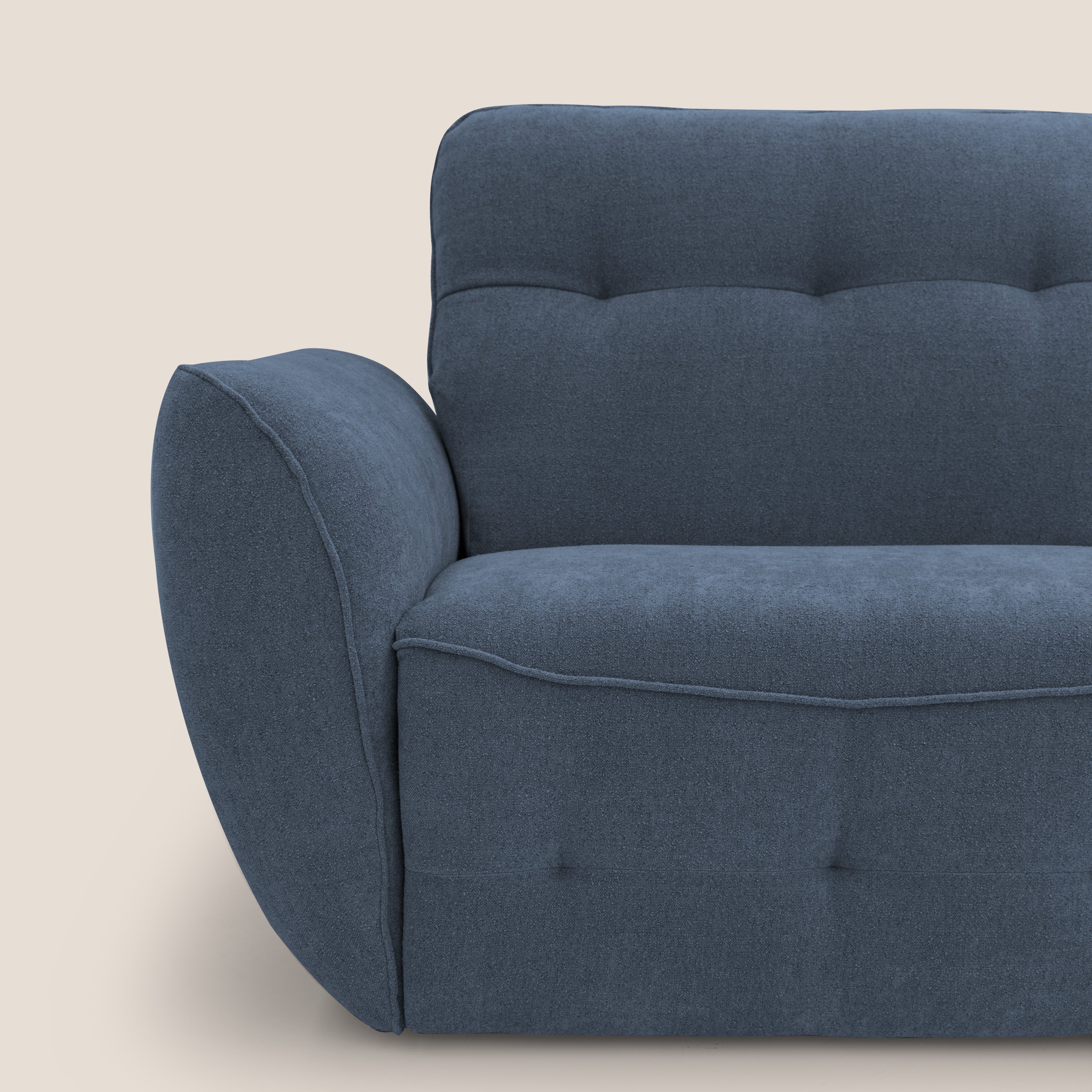 Cerbero divano 2 e 3 posti in morbido bouclé impermeabile T07 blu - divitt.sbs