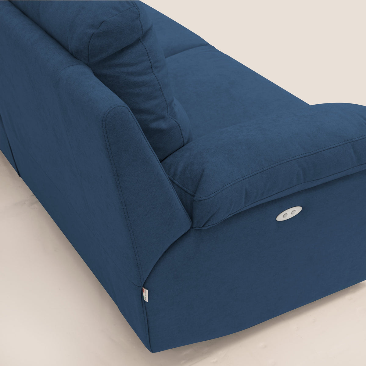 Romeo Divano relax con recliner elettrico in morbido tessuto impermeabile T02 blu - divitt.sbs