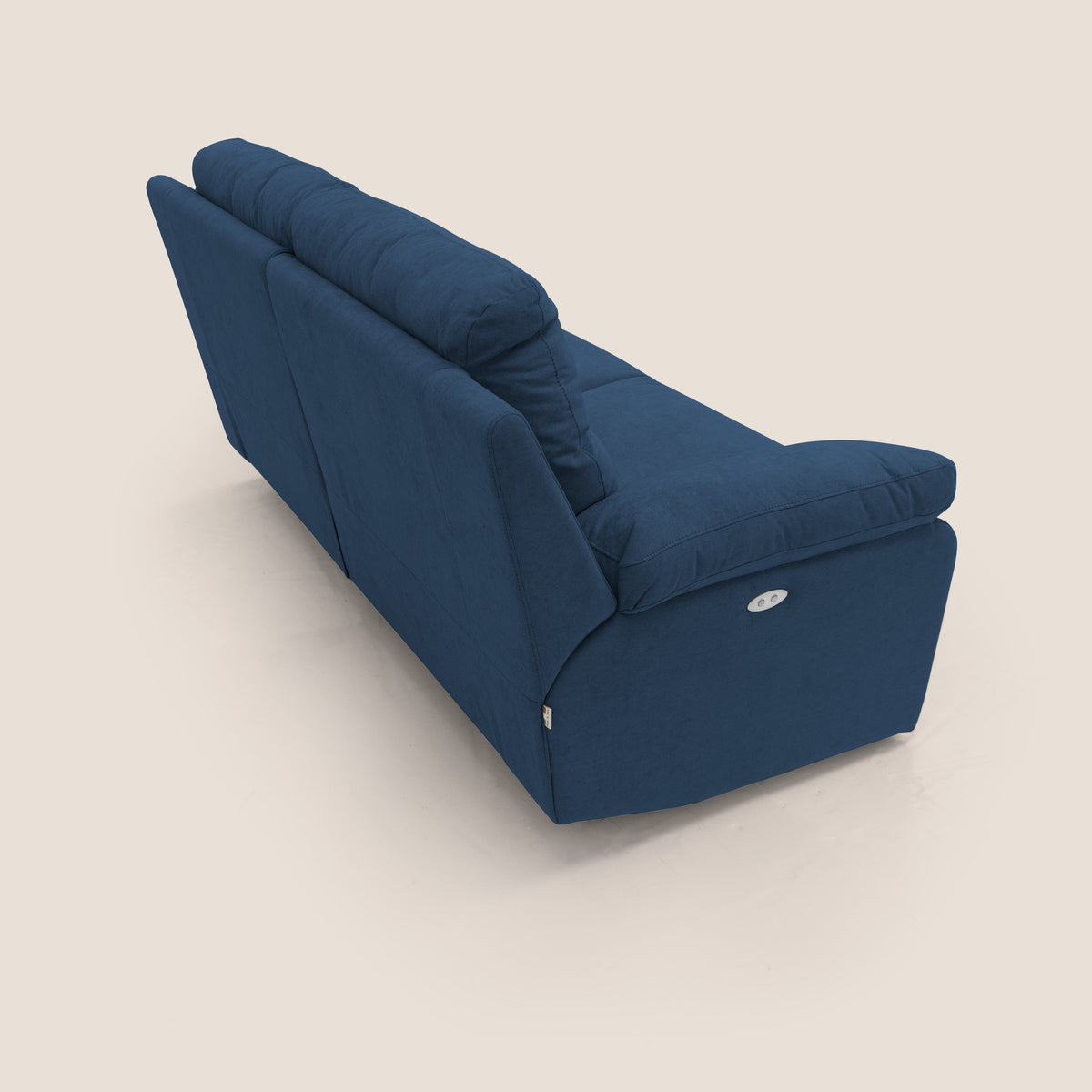 Romeo Divano relax con recliner elettrico in morbido tessuto impermeabile T02 blu - divitt.sbs
