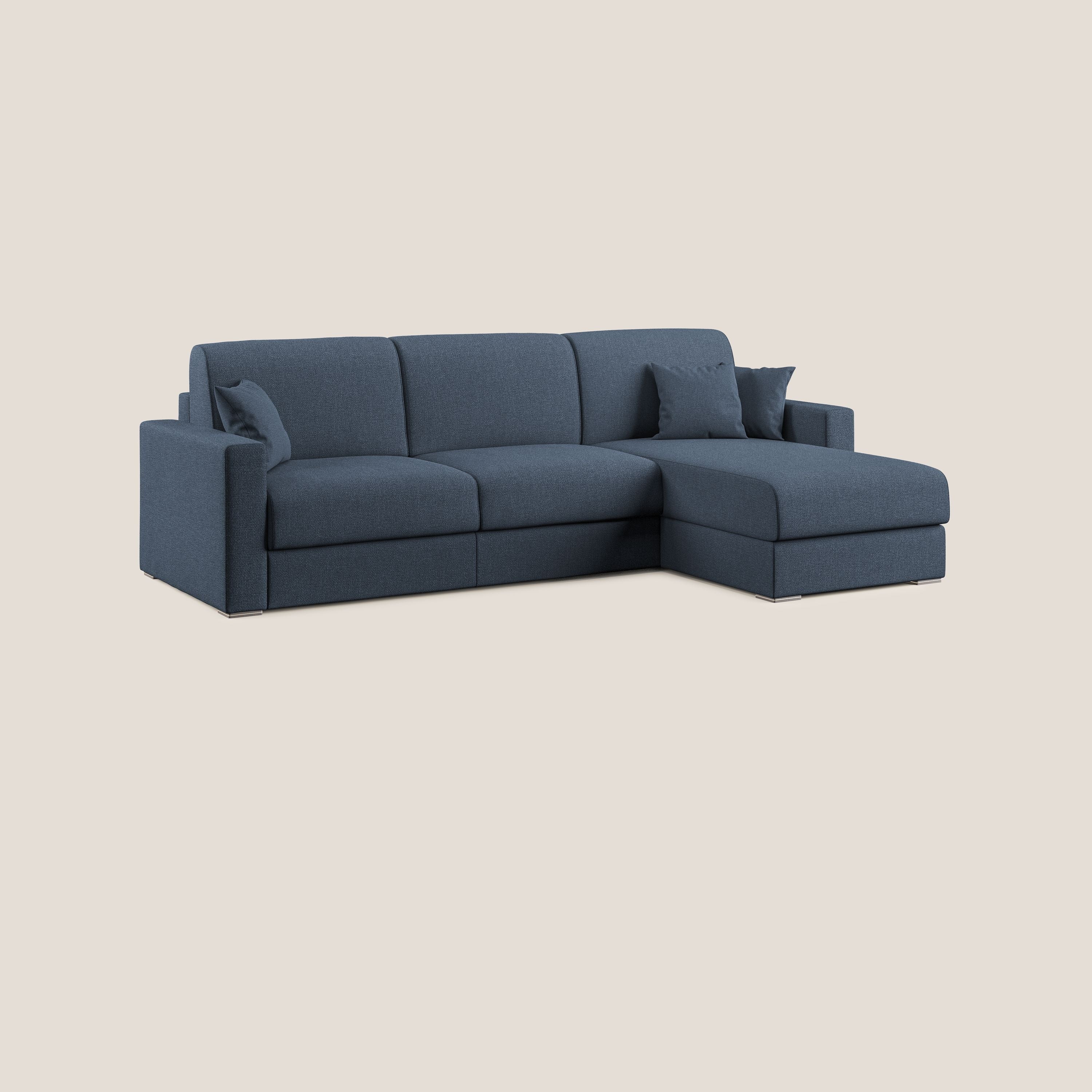 Best Divano letto angolare con penisola in tessuto smacchiabile QuickClean T08 blu - divitt.sbs