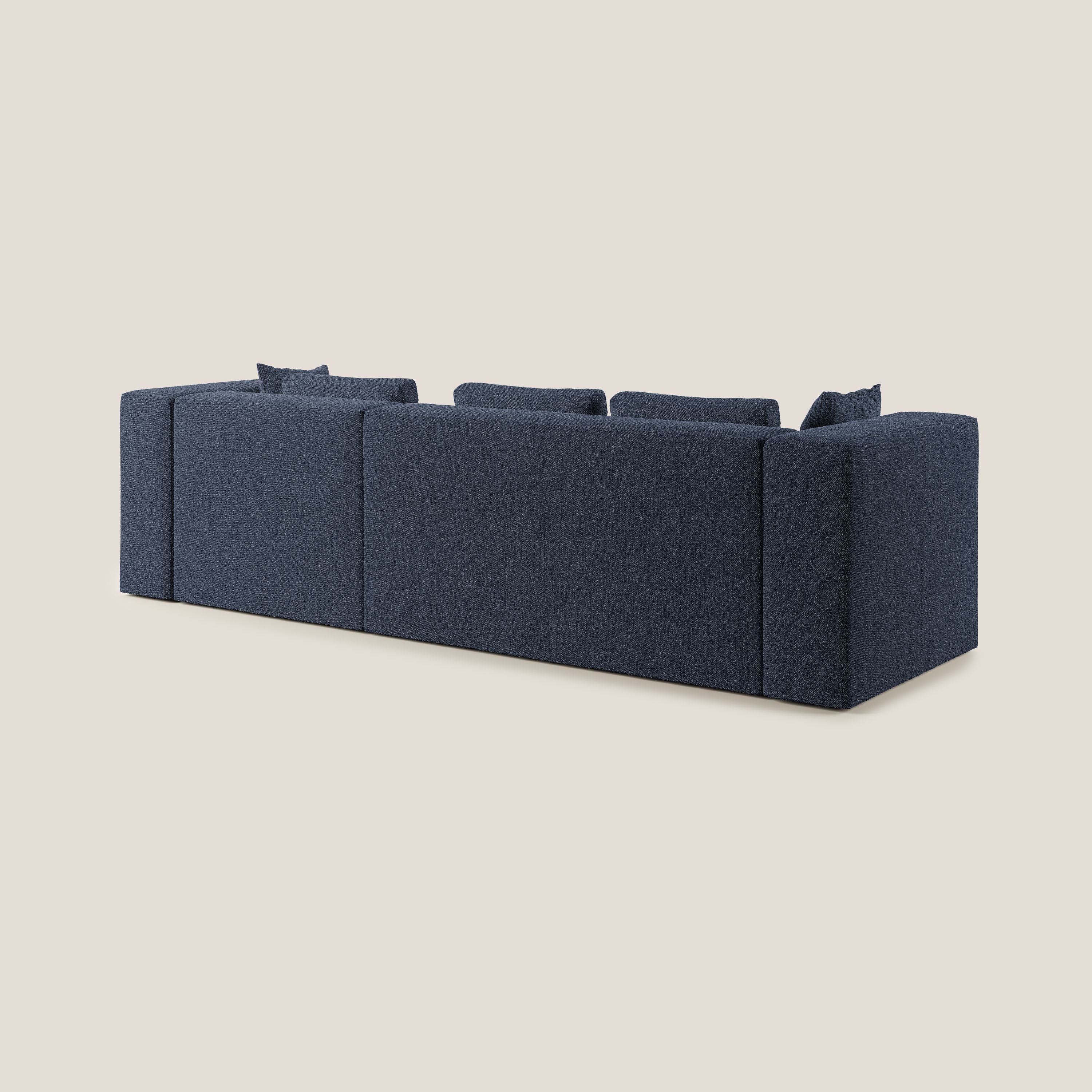 Nettuno divano angolare componibile in morbido tessuto bouclè T07 blu - divitt.sbs