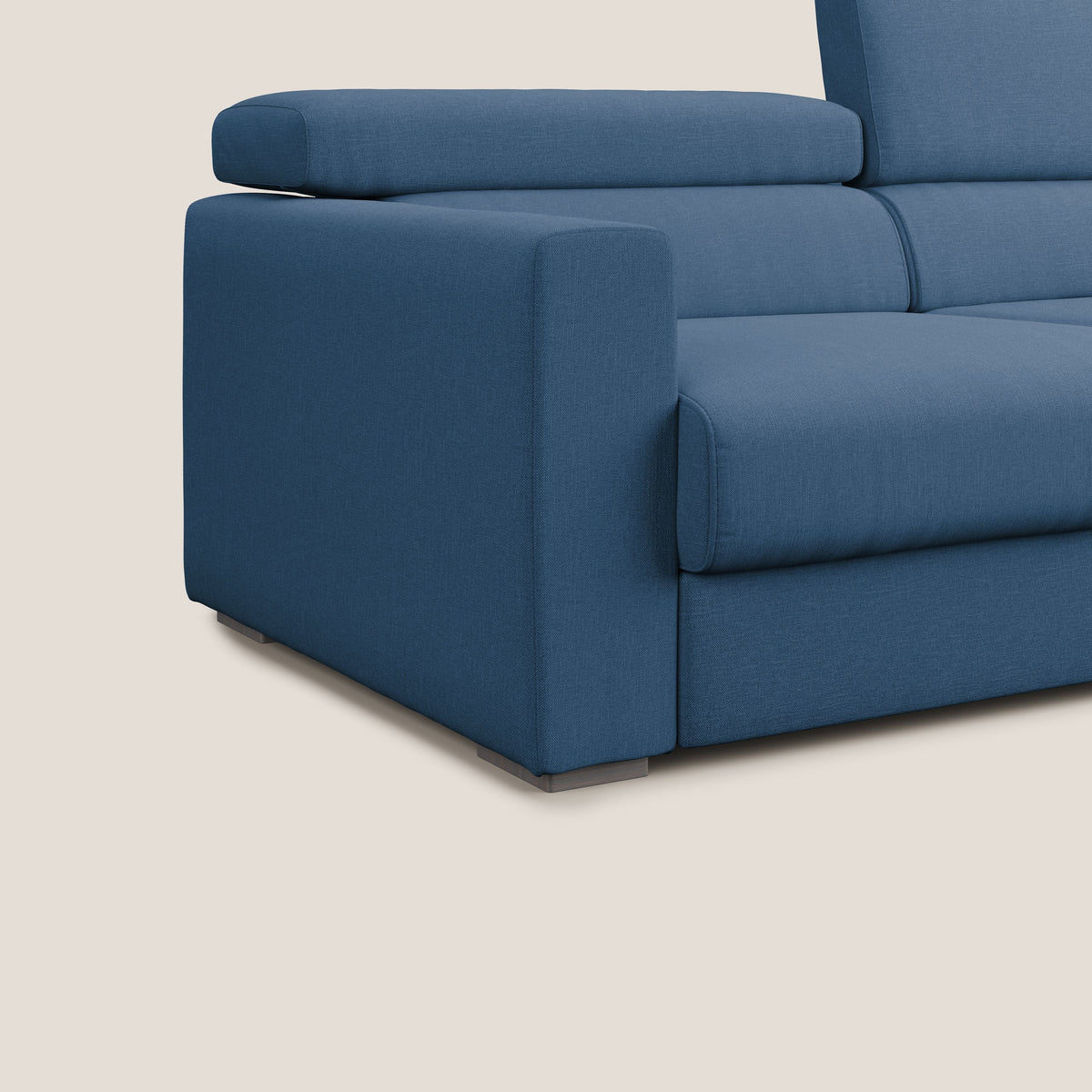 Dylan divano allungabile con pouf estraibile poggiapiedi in tessuto simil cotone impermeabile T13 blu - divitt.sbs