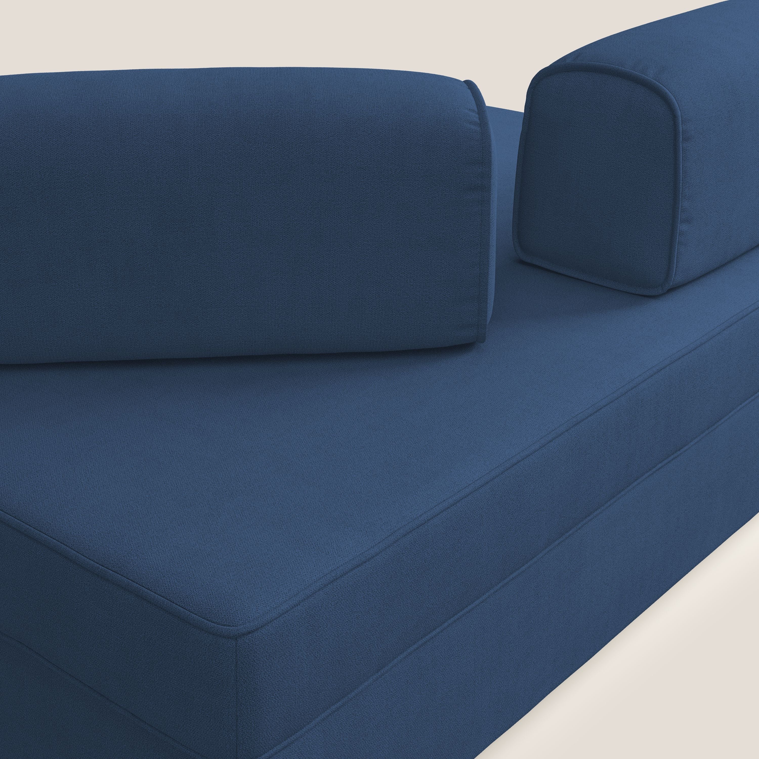 Liberty divano con pouf estraibile e schienali movibili in tessuto morbido impermeabile T02 blu - divitt.sbs