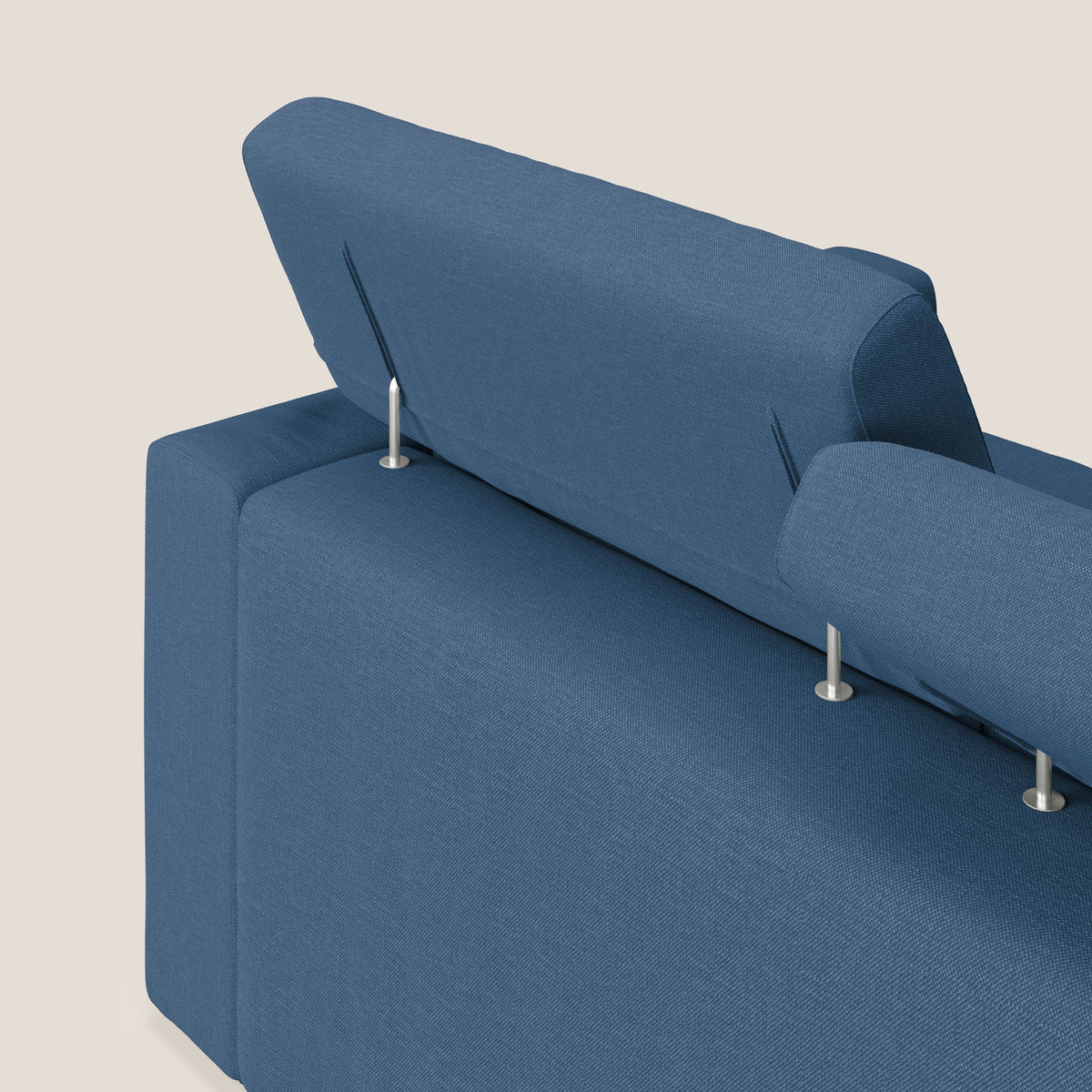 Dylan divano allungabile con pouf estraibile poggiapiedi in tessuto simil cotone impermeabile T13 blu - divitt.sbs
