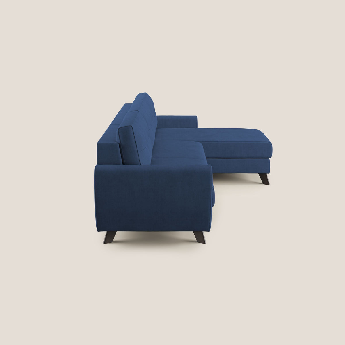 Callisto Divano letto angolare con penisola in tessuto morbido impermeabile T02 blu - divitt.sbs
