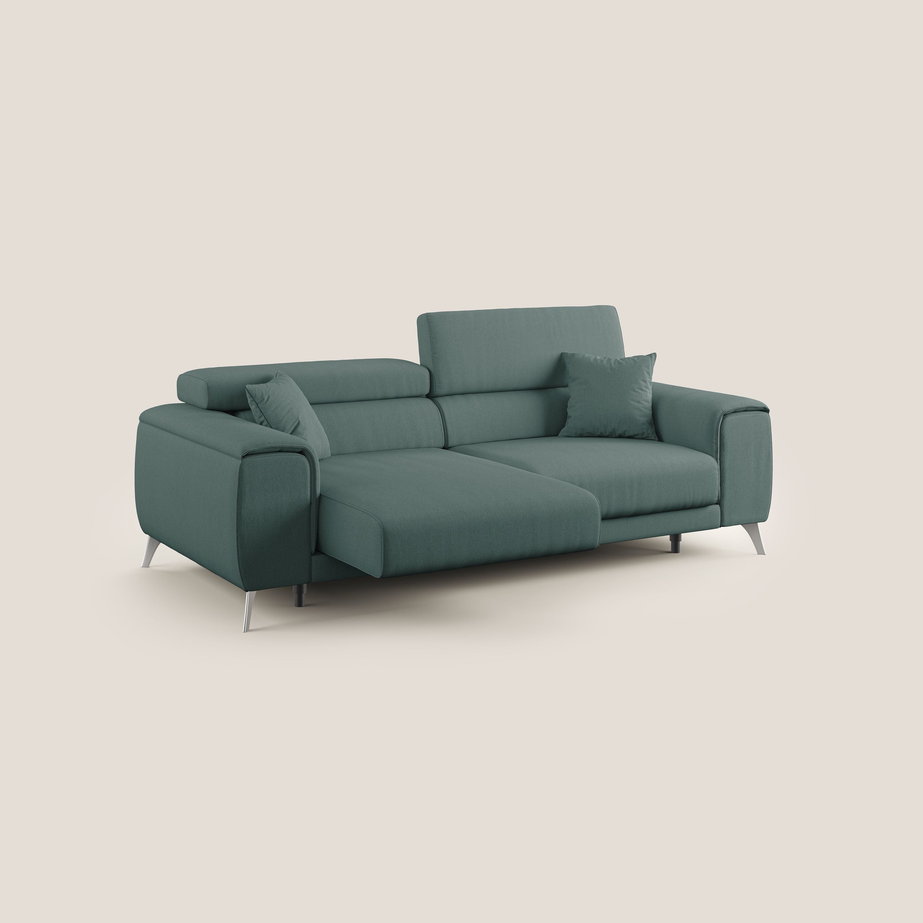 Fusion divano con sedute allungabili in tessuto smacchiabile T05 verde - divitt.sbs