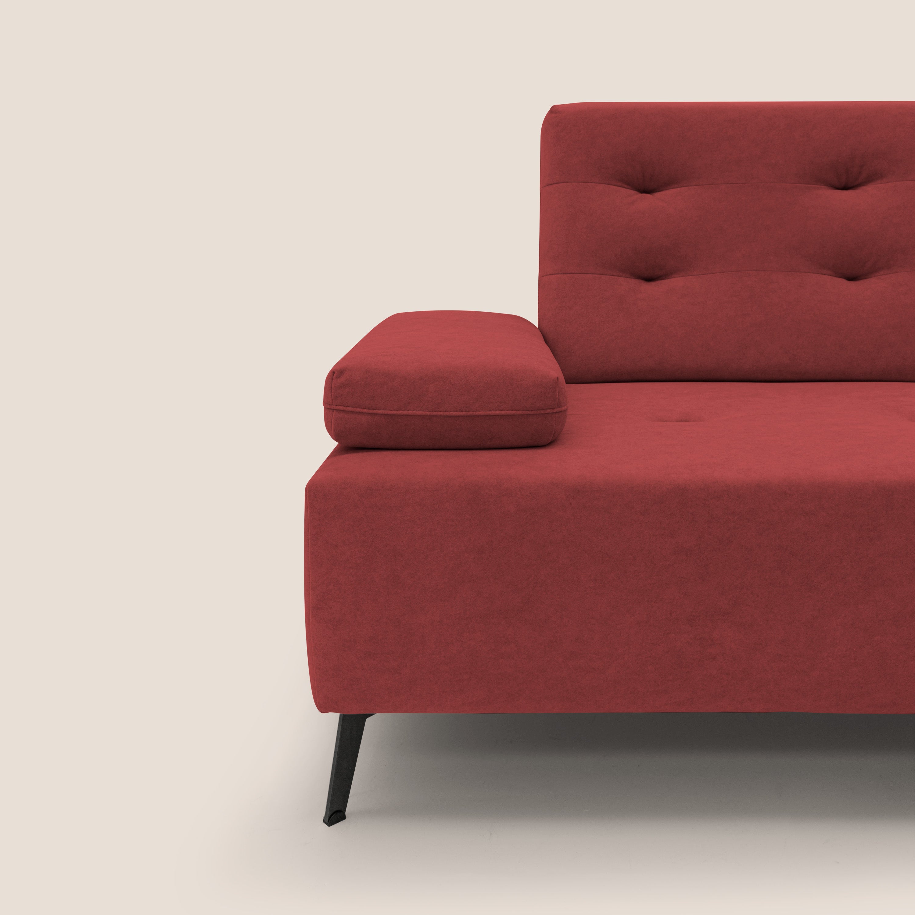 Lugano Divano angolare con schienali traslanti in microfibra effetto velluto T09 rosso - divitt.sbs