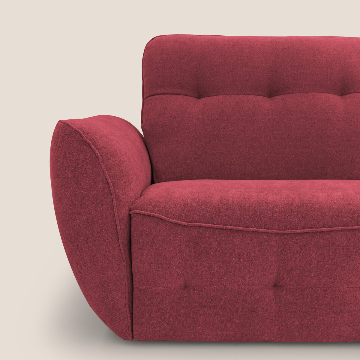 Cerbero divano angolare con pouf mobile in morbido bouclé impermeabile T07 rosso - divitt.sbs