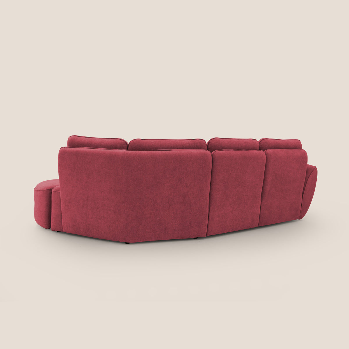 Cerbero divano angolare con pouf mobile in morbido bouclé impermeabile T07 rosso - divitt.sbs