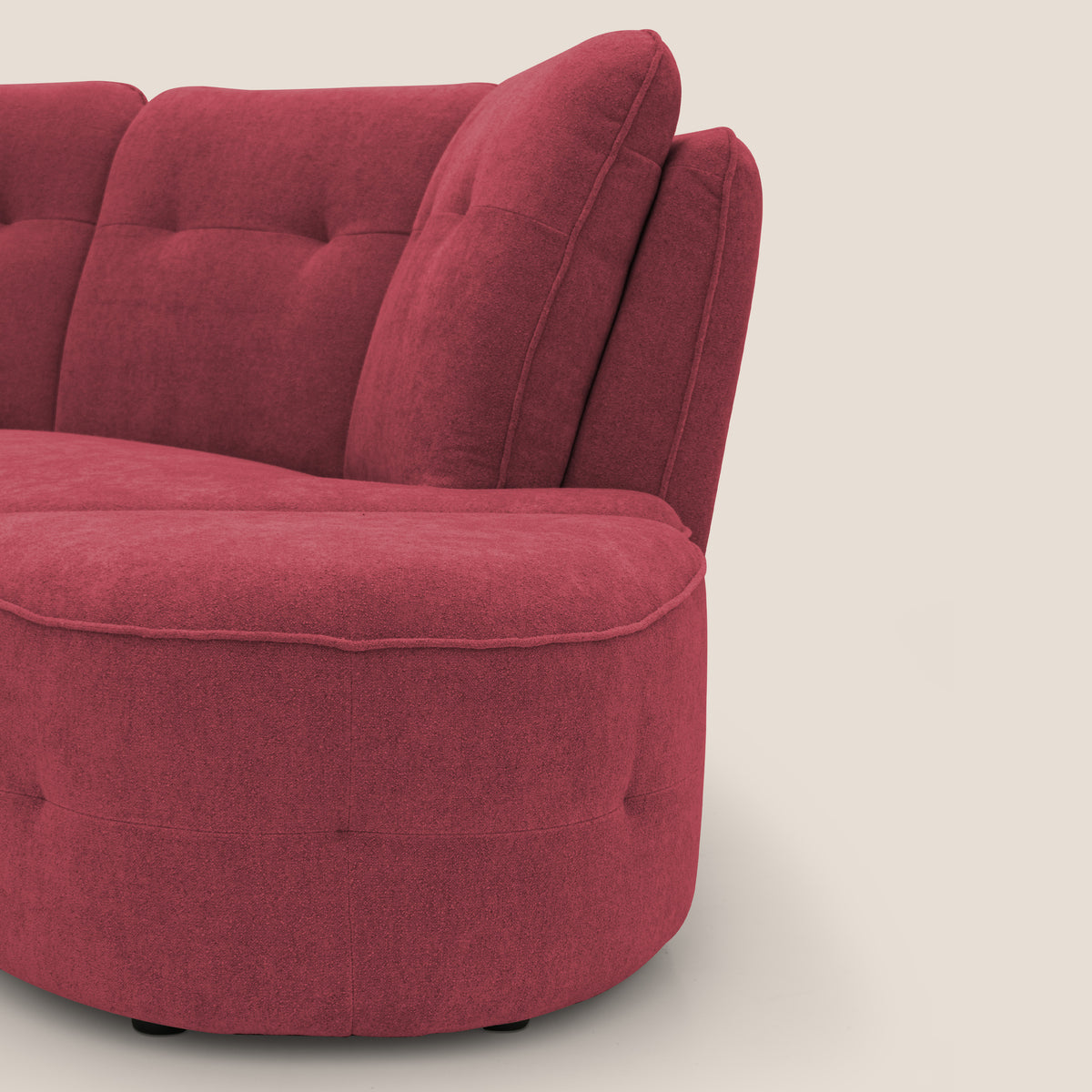 Cerbero divano angolare con pouf mobile in morbido bouclé impermeabile T07 rosso - divitt.sbs