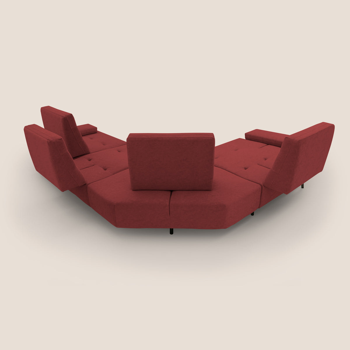 Lugano Divano angolare con schienali traslanti in microfibra effetto velluto T09 rosso - divitt.sbs