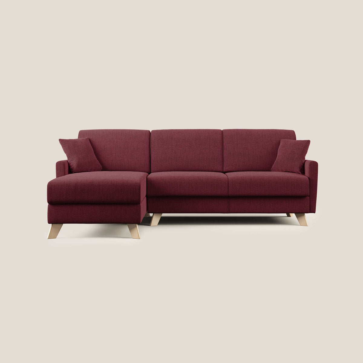 Edgar divano letto angolare in tessuto felis impermeabile T03 rosso - divitt.sbs