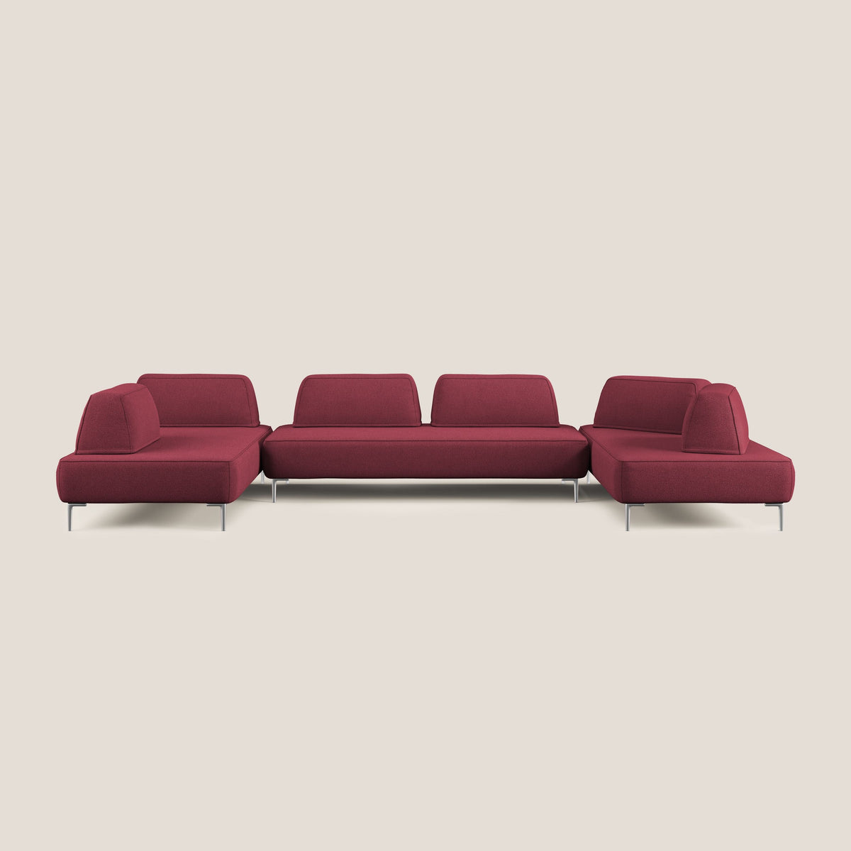 Newton divano panoramico modulare con schienali movibili T07 rosso - divitt.sbs