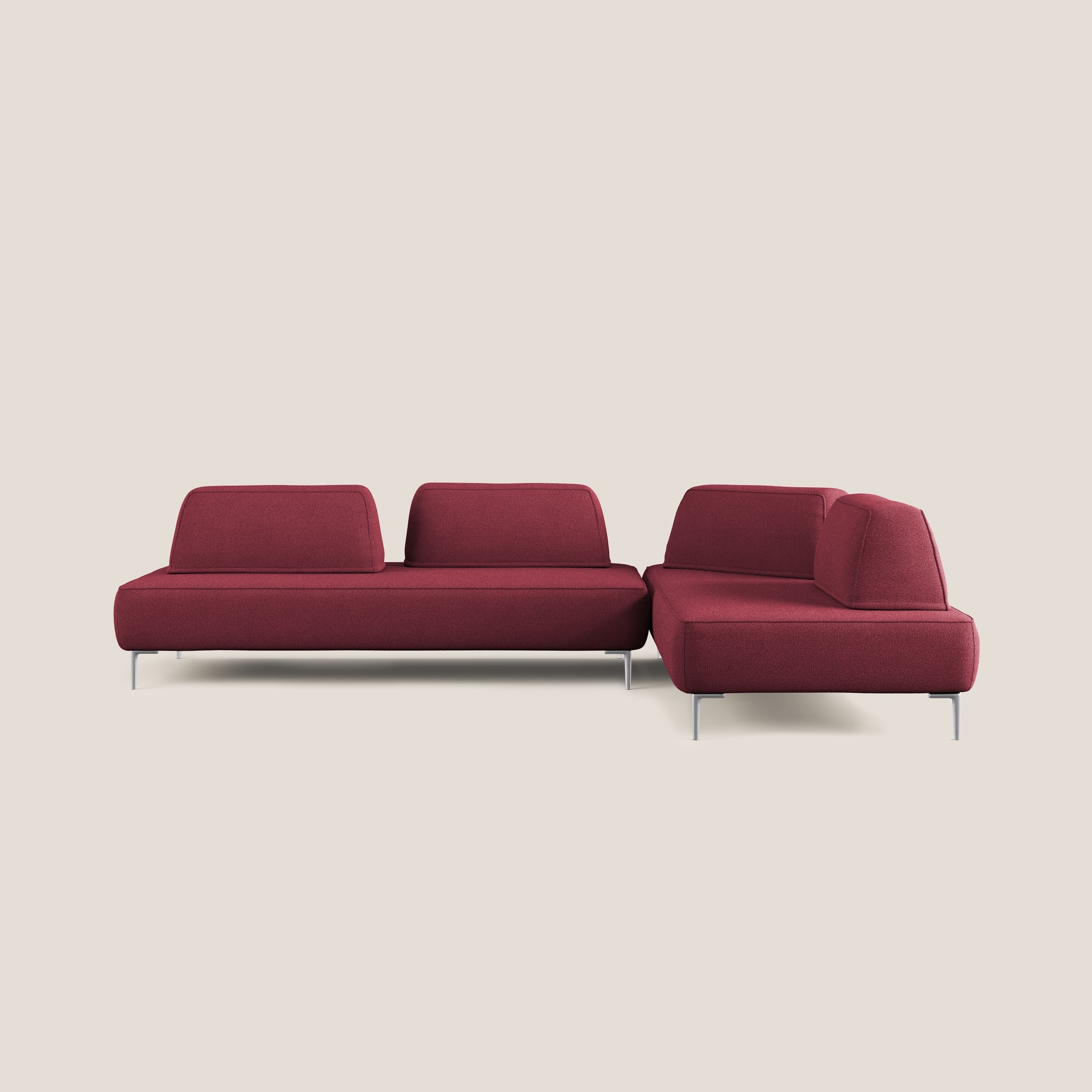 Newton divano angolare modulare con schienali movibili T07 rosso - divitt.sbs