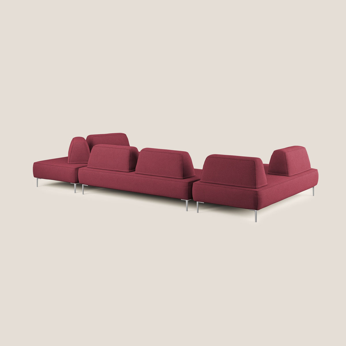 Newton divano panoramico modulare con schienali movibili T07 rosso - divitt.sbs