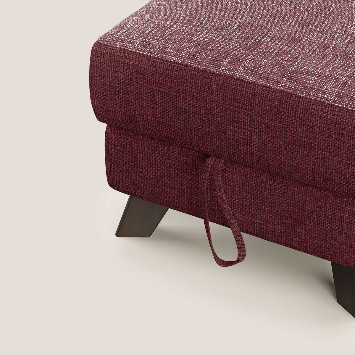 Moon Pouf contenitore e piedini alti in tessuto morbido ad intreccio soft-touch impermeabile T06 rosso - divitt.sbs