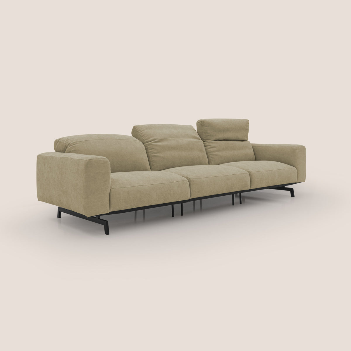 Sakura divano in piuma d'oca modulare a 3 sedute in morbido tessuto fiammato impermeabile T14 beige - divitt.sbs