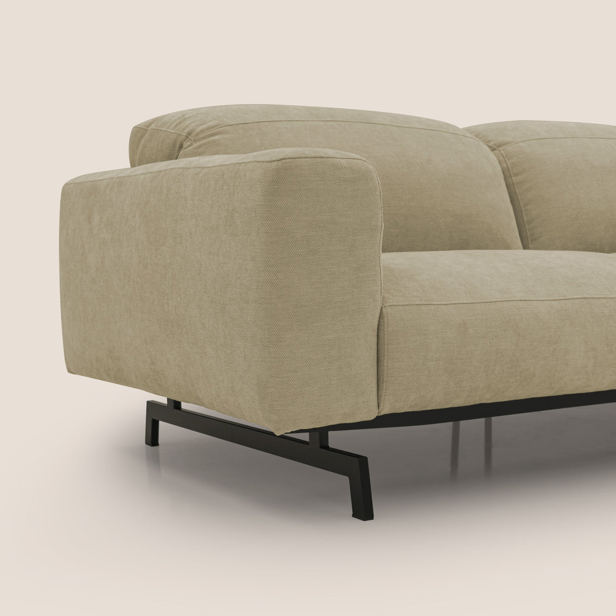 Sakura divano in piuma d'oca modulare a 3 sedute in morbido tessuto fiammato impermeabile T14 beige - divitt.sbs