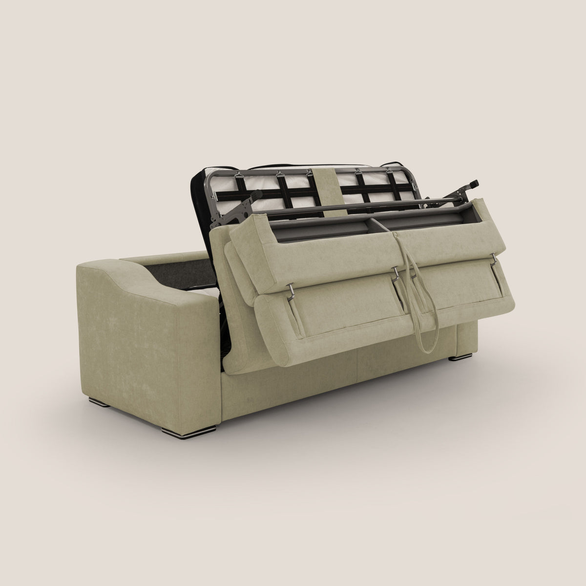 Bomber divano letto matrimoniale con poggiatesta in tessuto impermeabile T14 beige - divitt.sbs