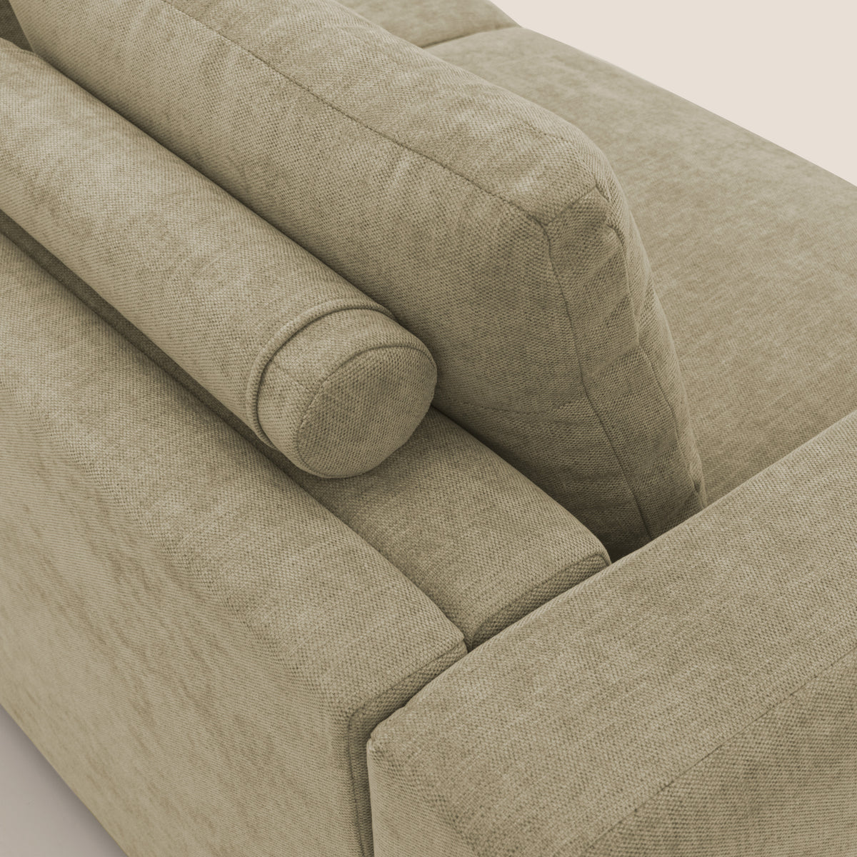 Freia Divano letto minimal materasso h15 cm con morbidi schienali in tessuto impermeabile T14 - divitt.sbs